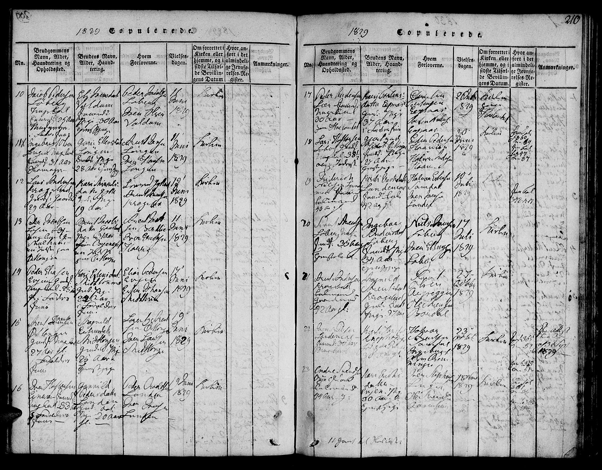 Ministerialprotokoller, klokkerbøker og fødselsregistre - Sør-Trøndelag, SAT/A-1456/692/L1102: Parish register (official) no. 692A02, 1816-1842, p. 210