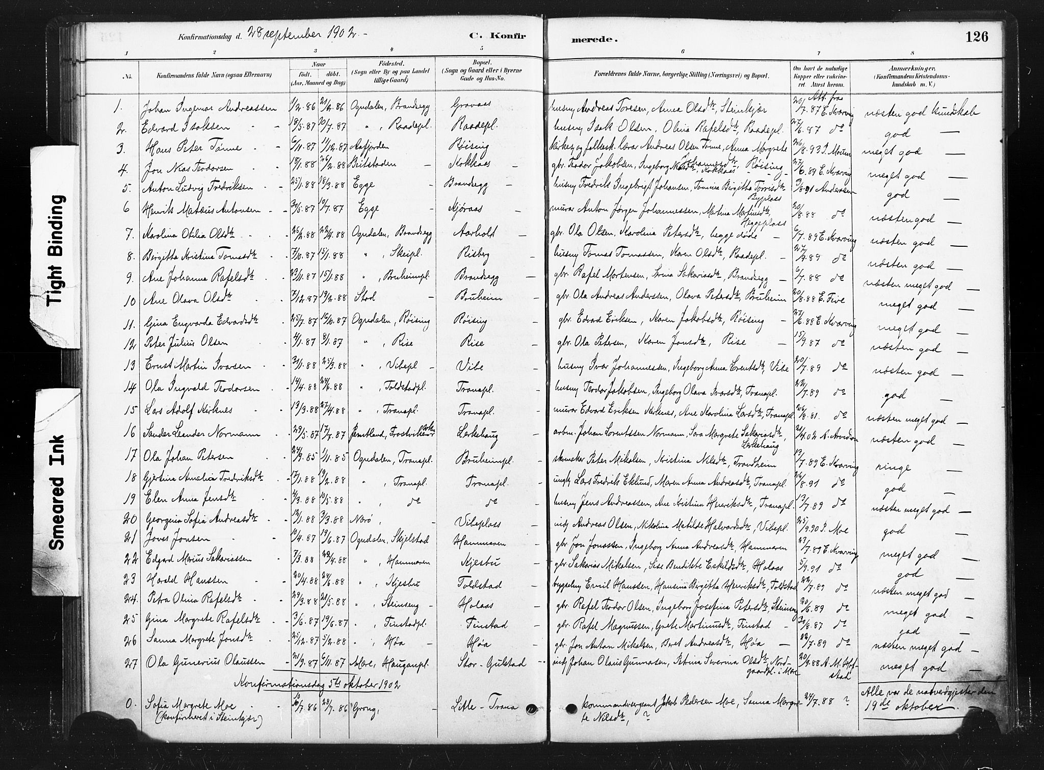 Ministerialprotokoller, klokkerbøker og fødselsregistre - Nord-Trøndelag, AV/SAT-A-1458/736/L0361: Parish register (official) no. 736A01, 1884-1906, p. 126