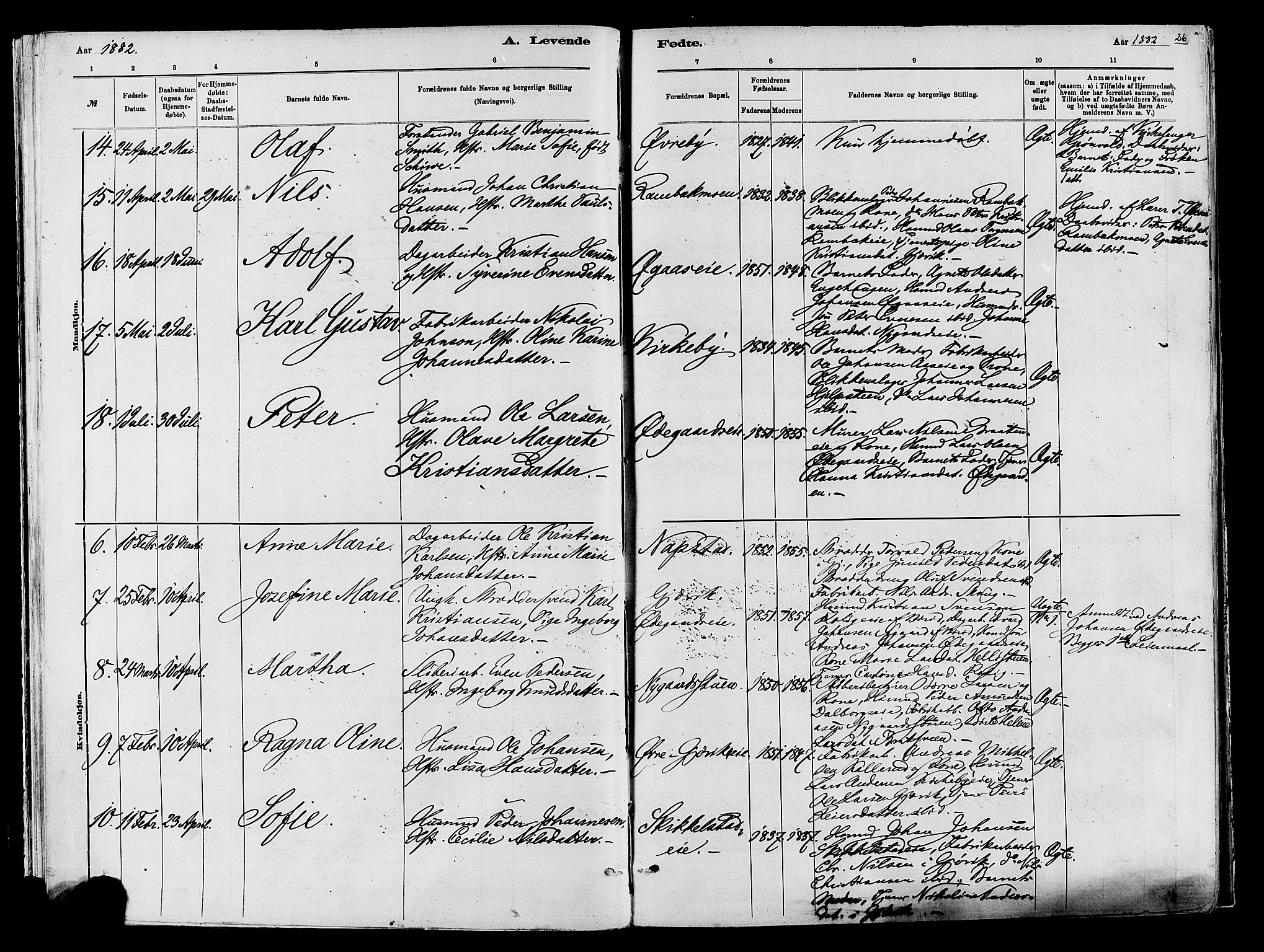 Vardal prestekontor, AV/SAH-PREST-100/H/Ha/Haa/L0009: Parish register (official) no. 9, 1878-1892, p. 26