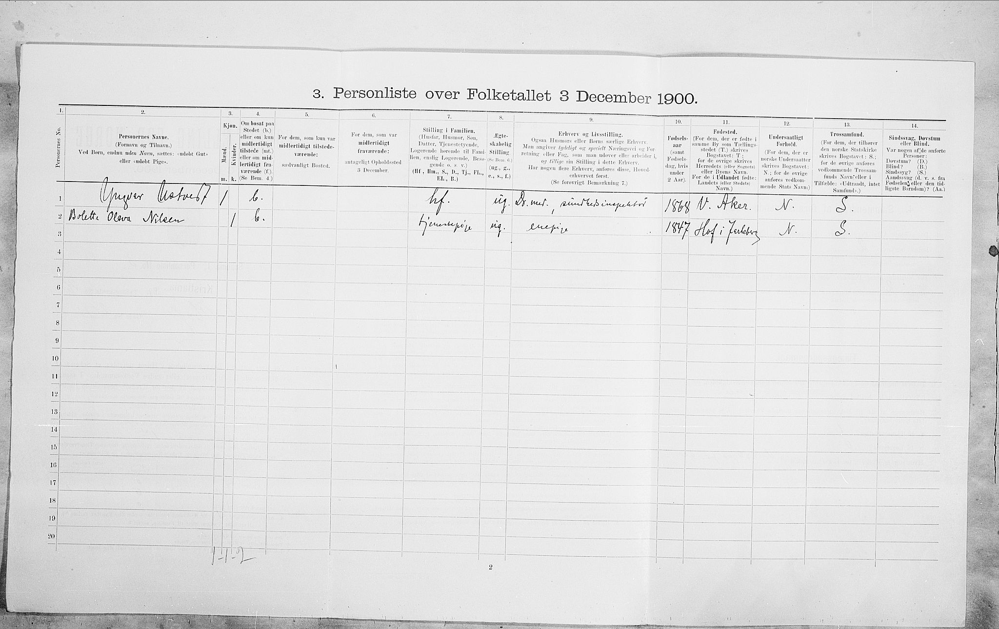 SAO, 1900 census for Kristiania, 1900, p. 89985