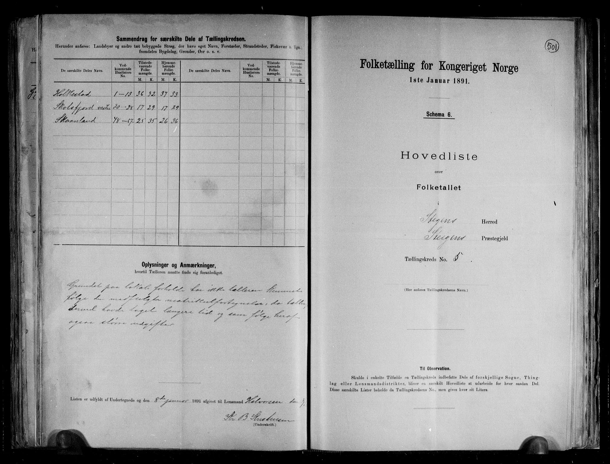 RA, 1891 census for 1848 Steigen, 1891, p. 12