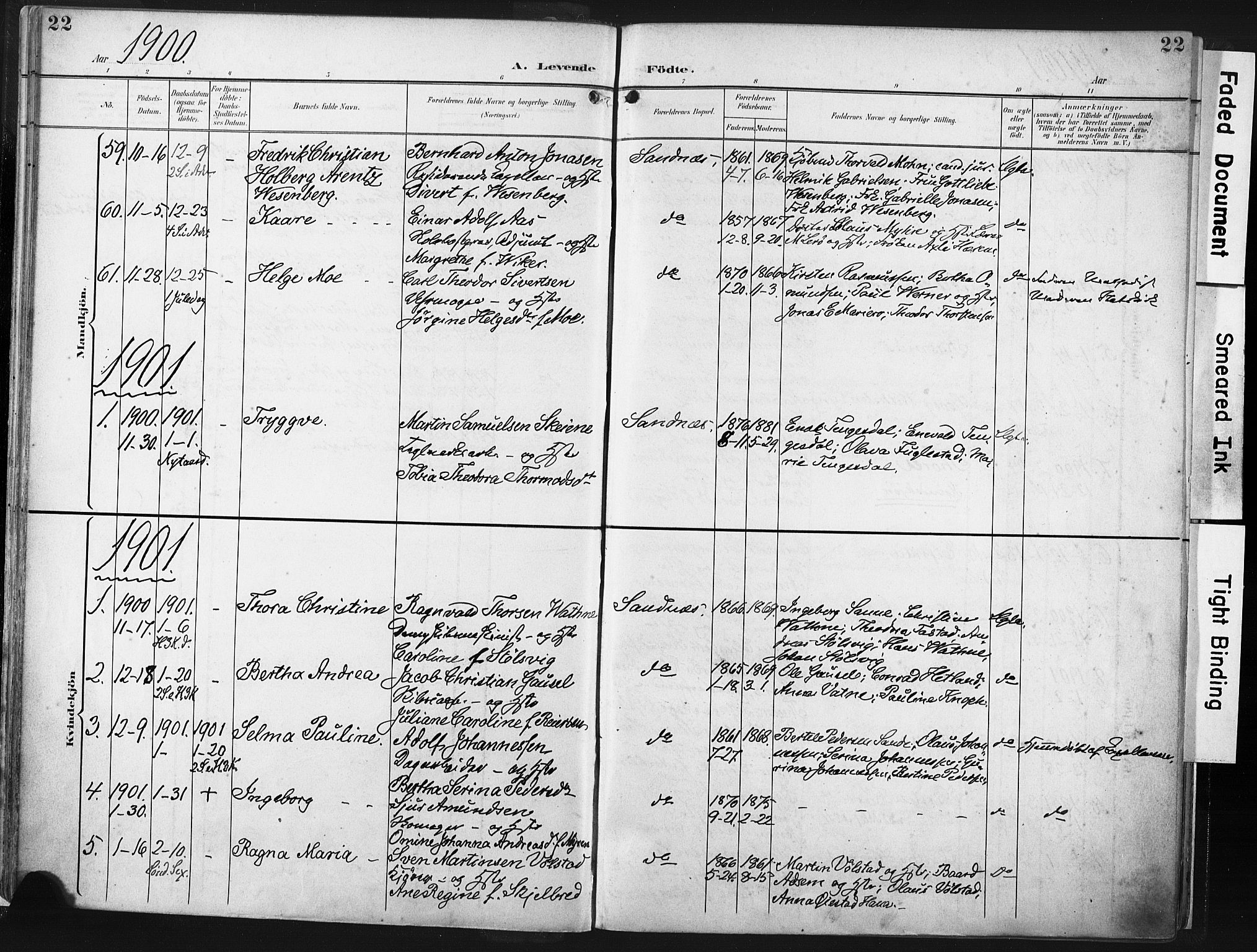 Høyland sokneprestkontor, SAST/A-101799/001/30BA/L0016: Parish register (official) no. A 16, 1899-1911, p. 22