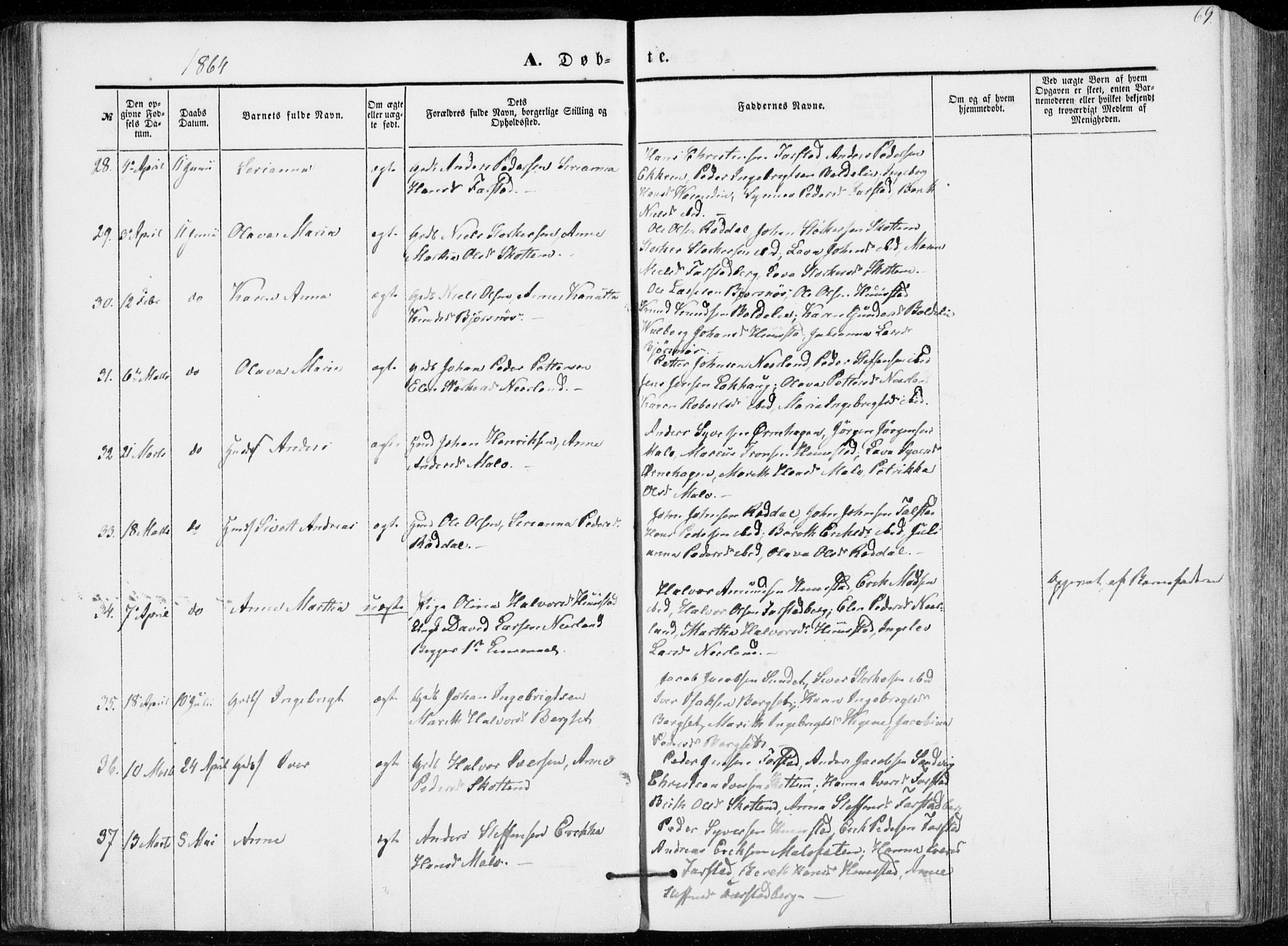 Ministerialprotokoller, klokkerbøker og fødselsregistre - Møre og Romsdal, AV/SAT-A-1454/566/L0767: Parish register (official) no. 566A06, 1852-1868, p. 69