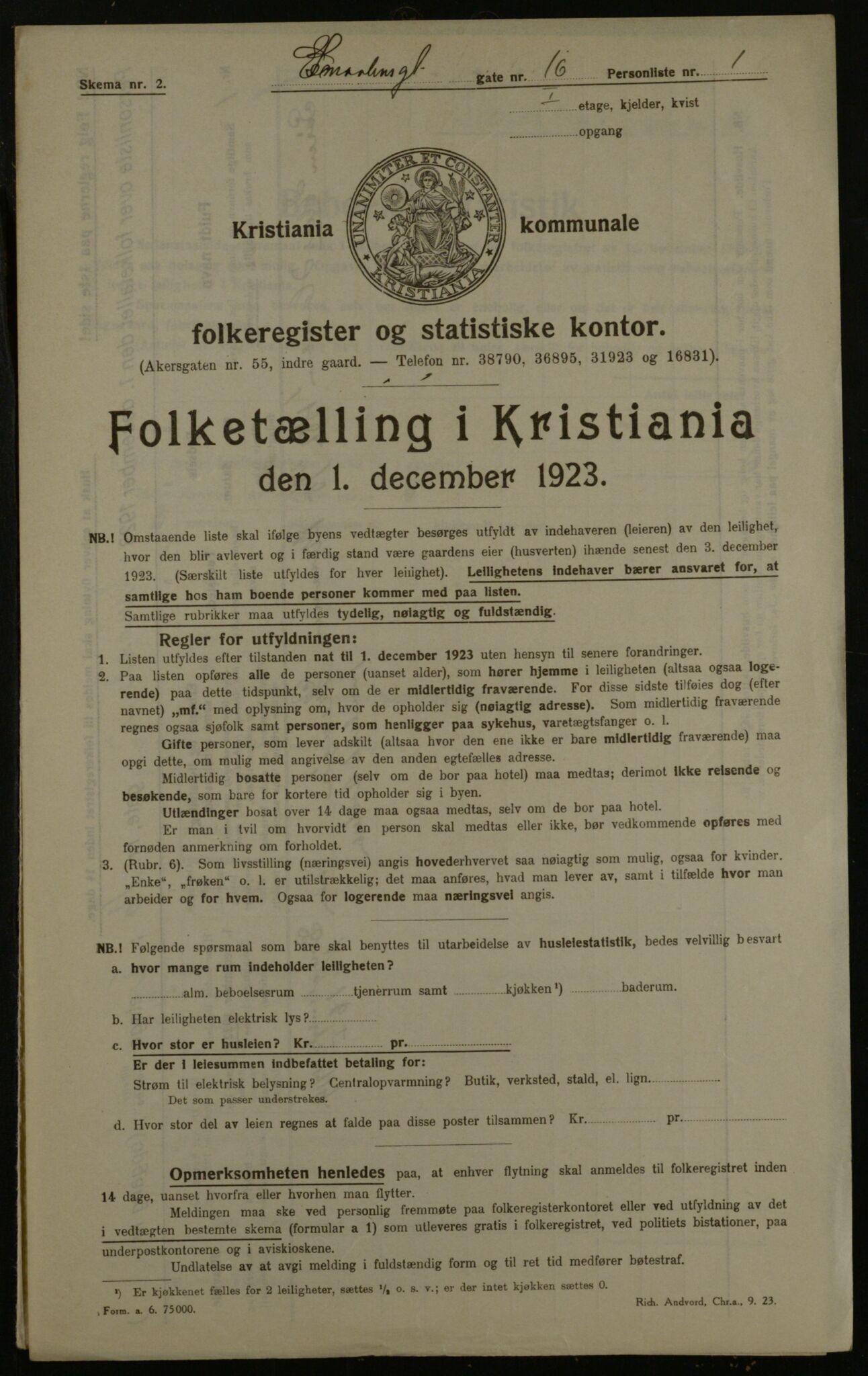 OBA, Municipal Census 1923 for Kristiania, 1923, p. 108037