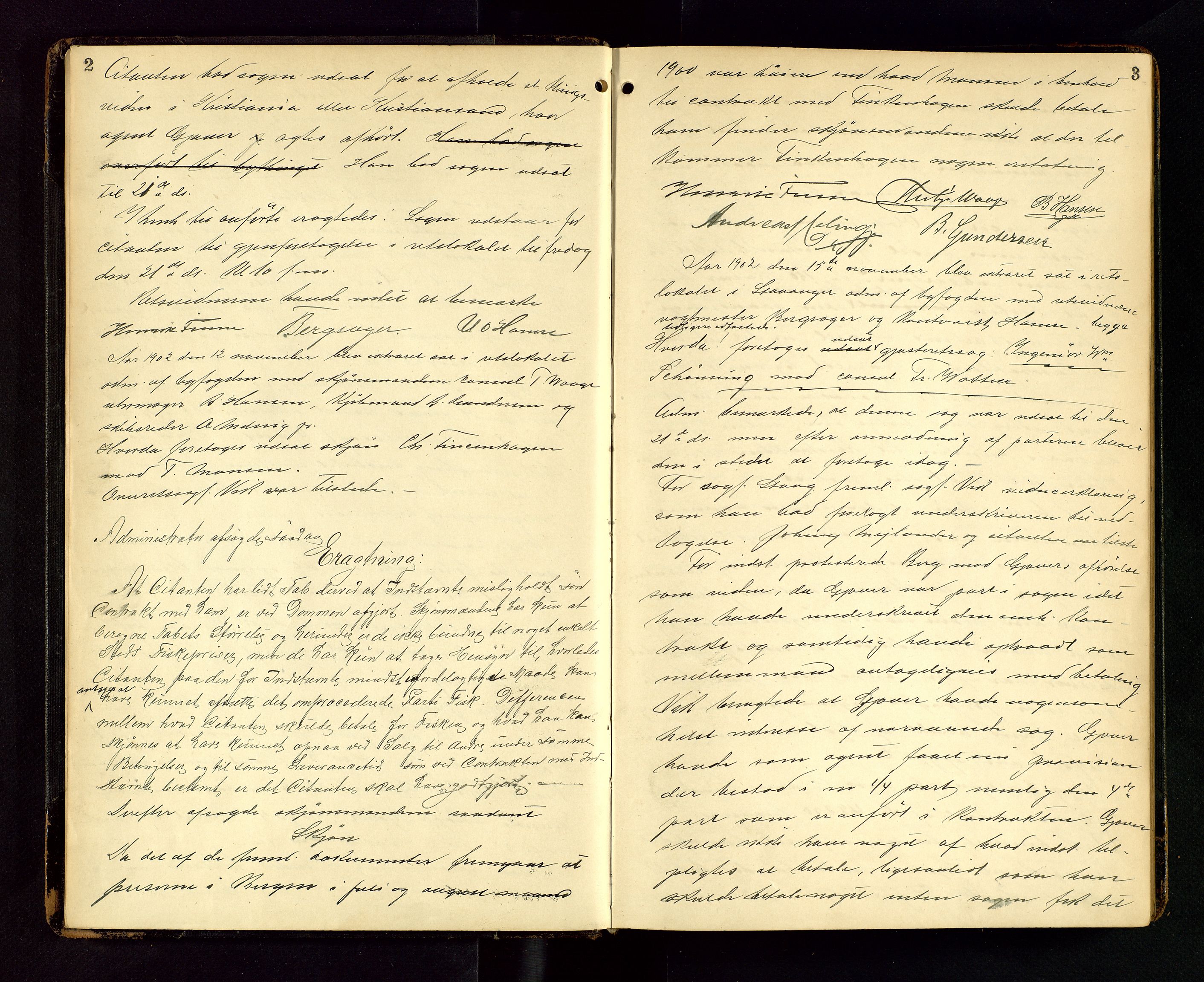 Stavanger byfogd, AV/SAST-A-101408/001/3/30/30BD/L0005: Ekstrarettsprotokoll, 1902-1910, p. 2-3