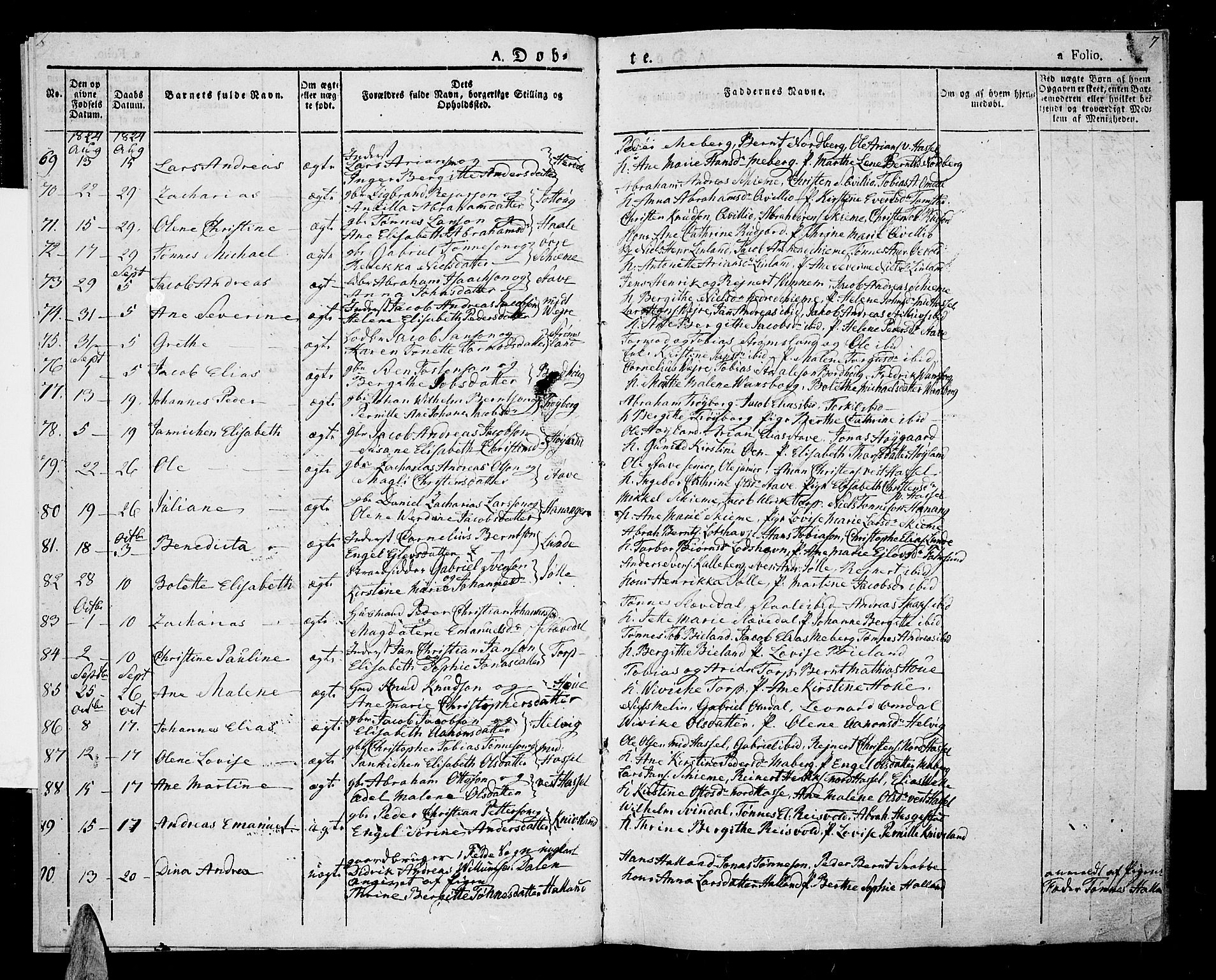 Lista sokneprestkontor, SAK/1111-0027/F/Fa/L0008: Parish register (official) no. A 8, 1823-1835, p. 7