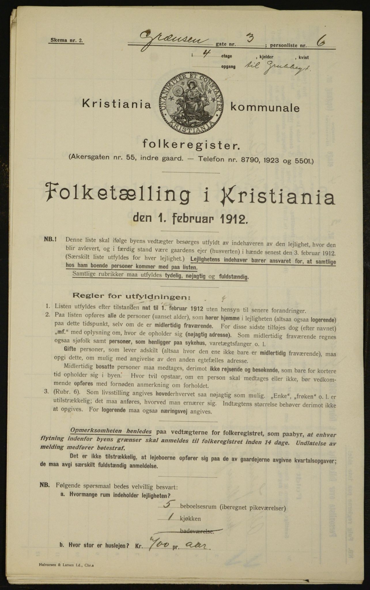 OBA, Municipal Census 1912 for Kristiania, 1912, p. 29540