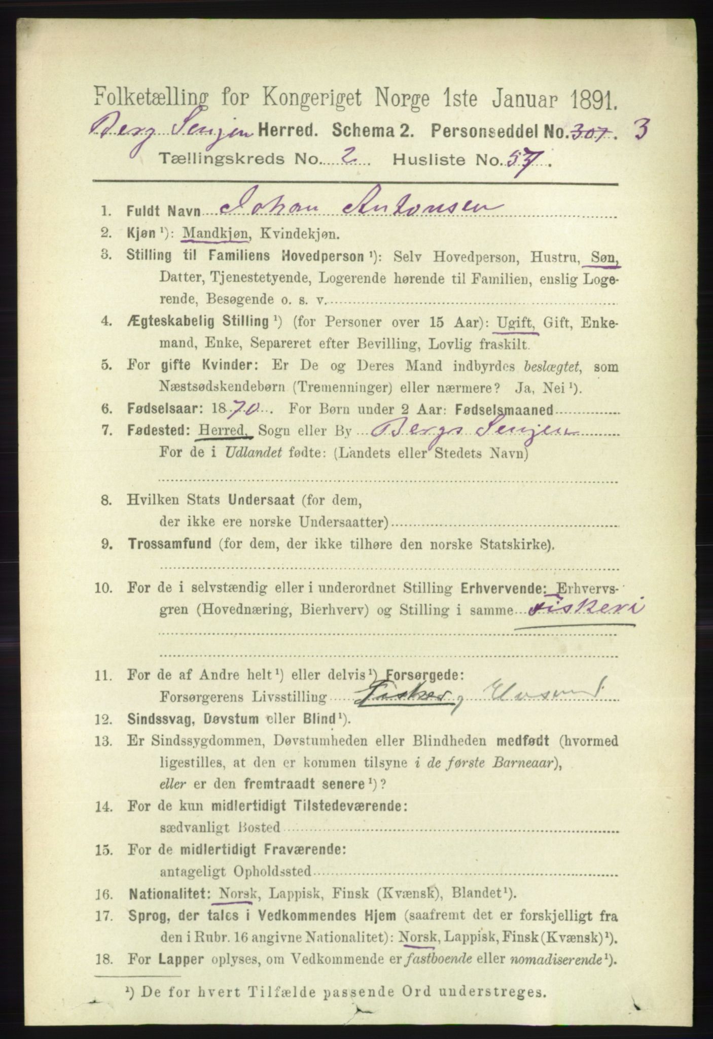 RA, 1891 census for 1929 Berg, 1891, p. 962