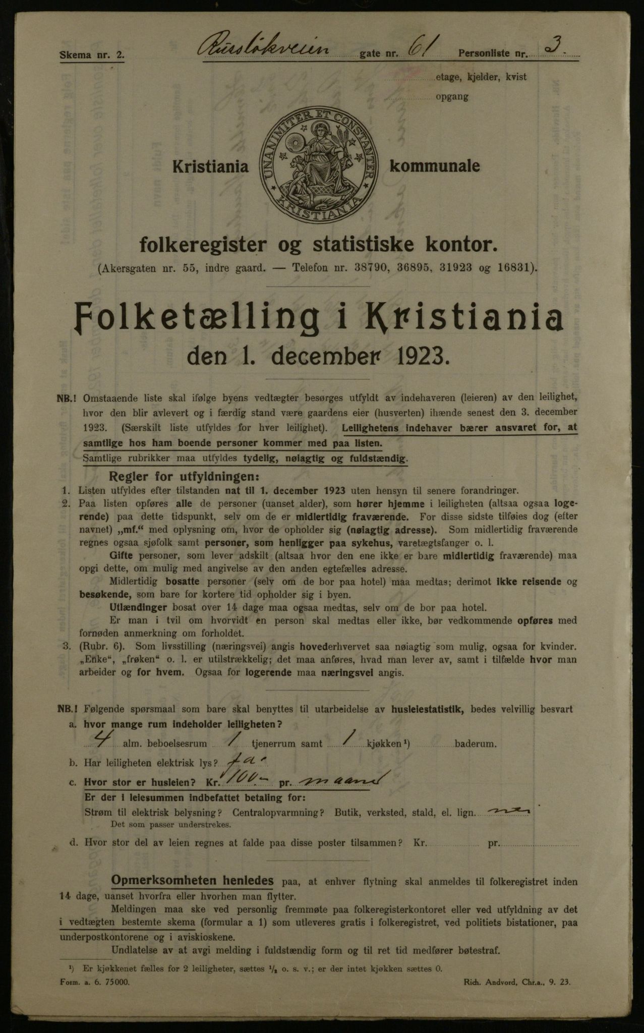 OBA, Municipal Census 1923 for Kristiania, 1923, p. 94452