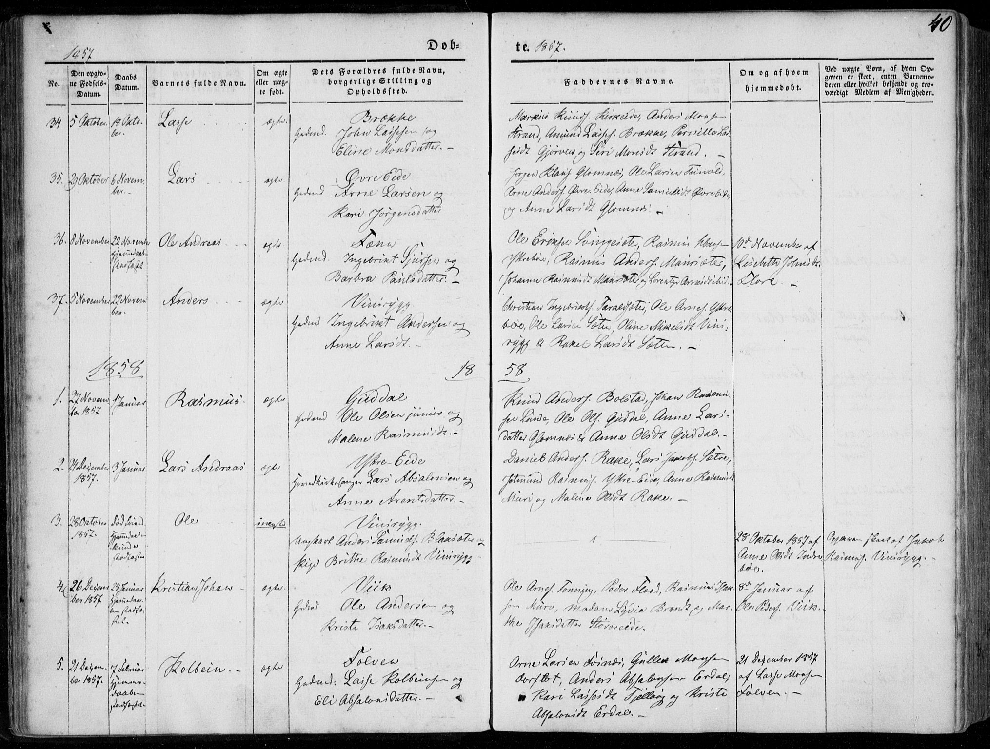 Stryn Sokneprestembete, SAB/A-82501: Parish register (official) no. A 2, 1844-1861, p. 40