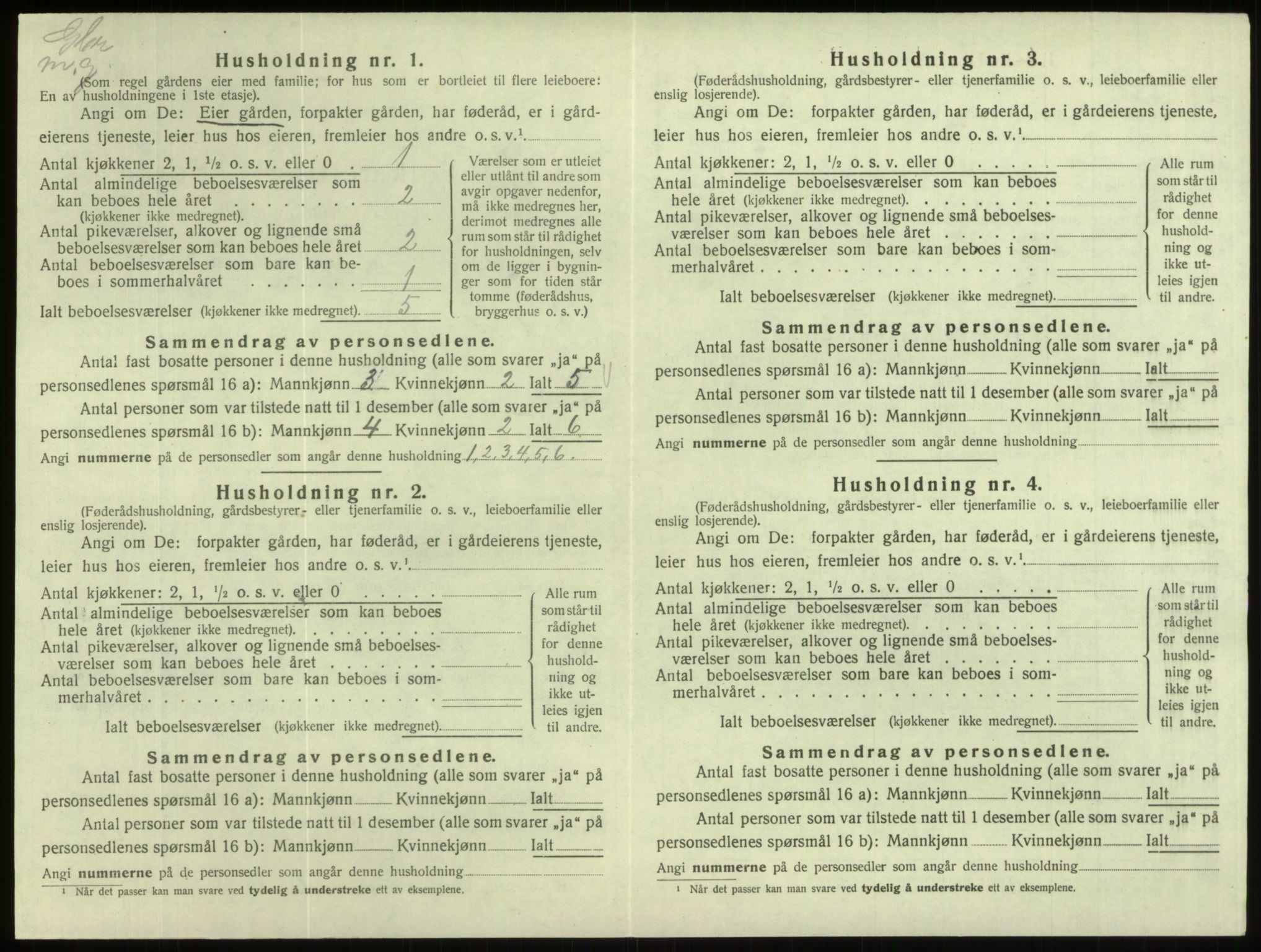 SAB, 1920 census for Eid, 1920, p. 1009