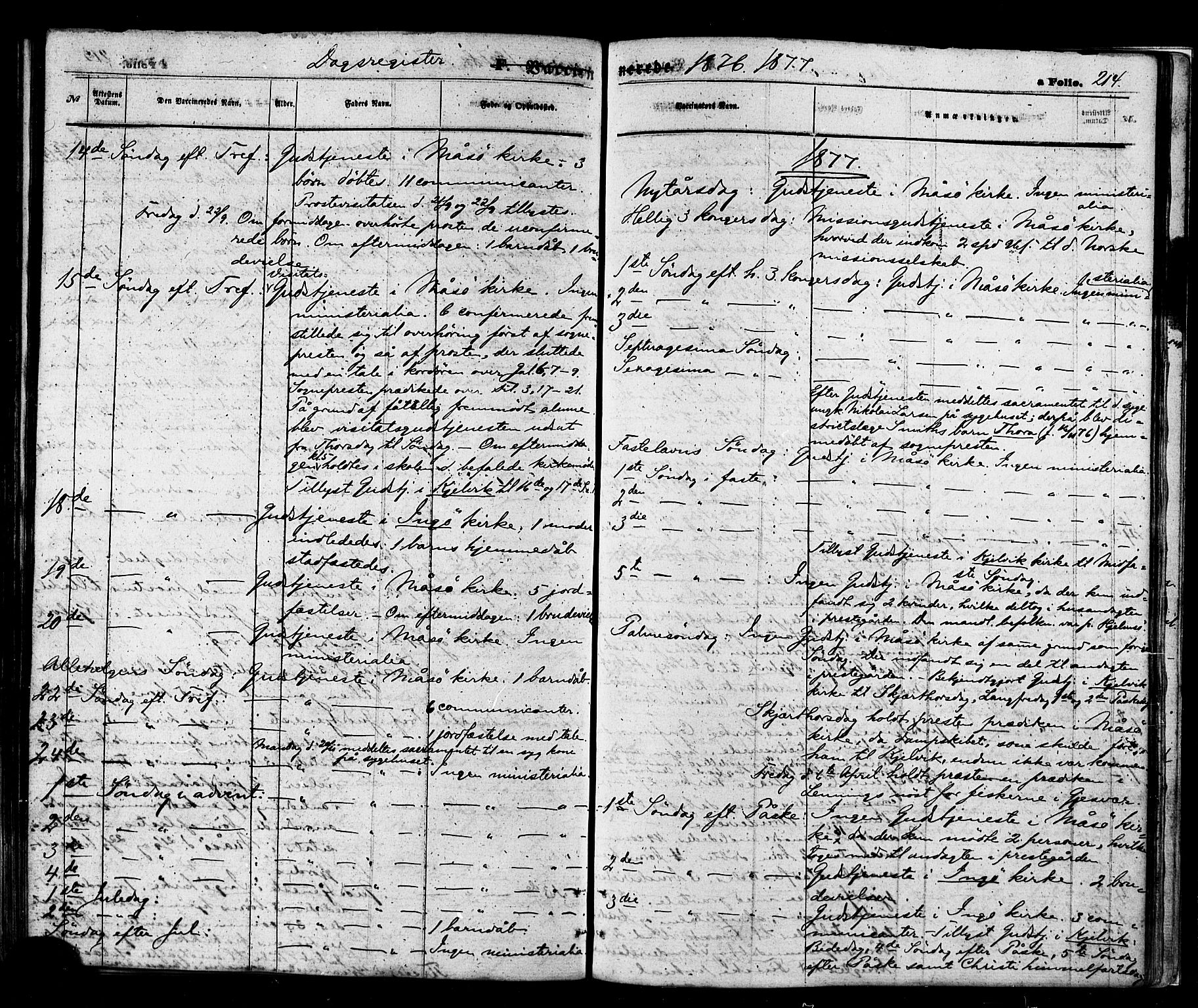 Måsøy sokneprestkontor, SATØ/S-1348/H/Ha/L0003kirke: Parish register (official) no. 3, 1866-1877, p. 214
