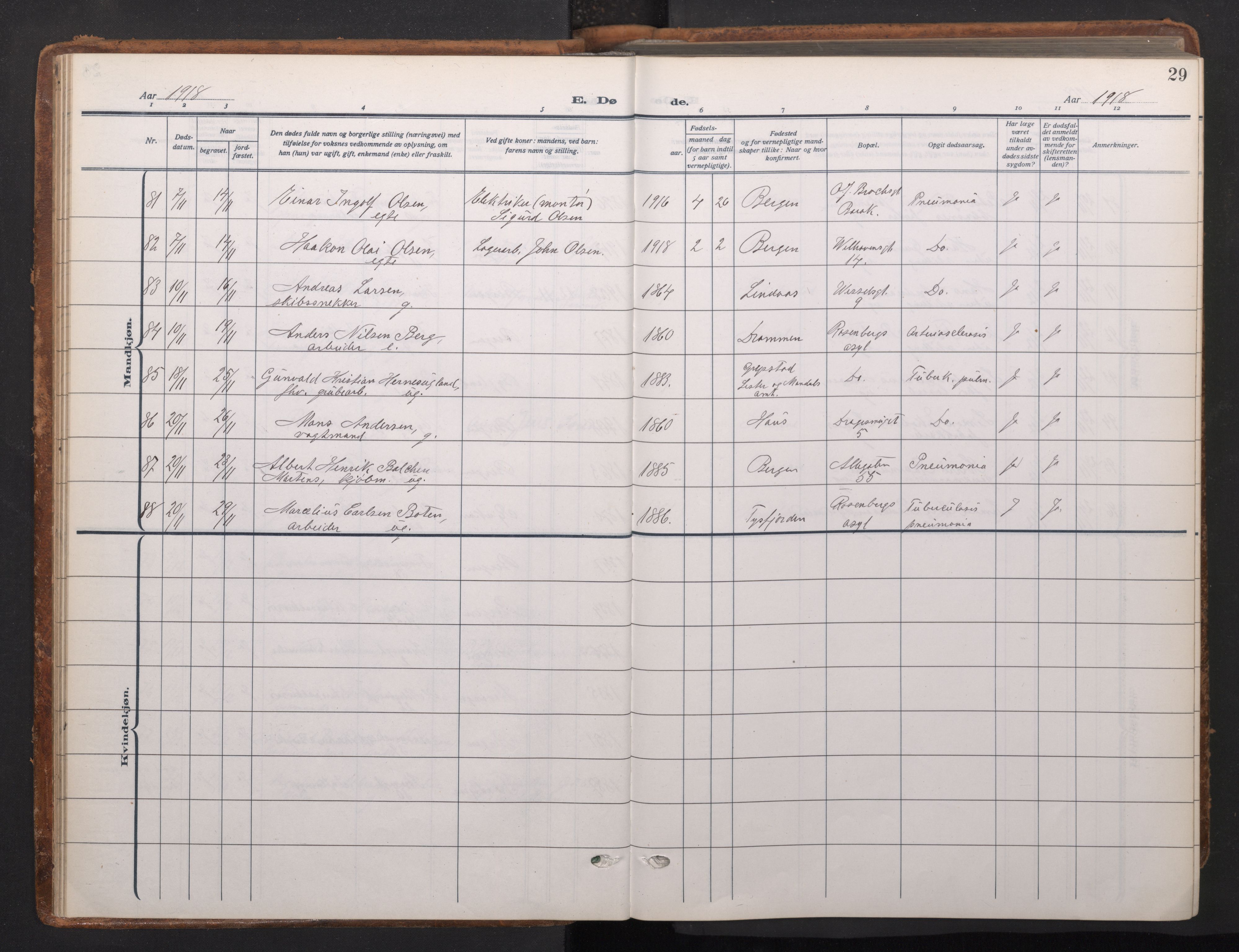 Johanneskirken sokneprestembete, AV/SAB-A-76001/H/Haa/L0020: Parish register (official) no. E 2, 1916-1951, p. 29