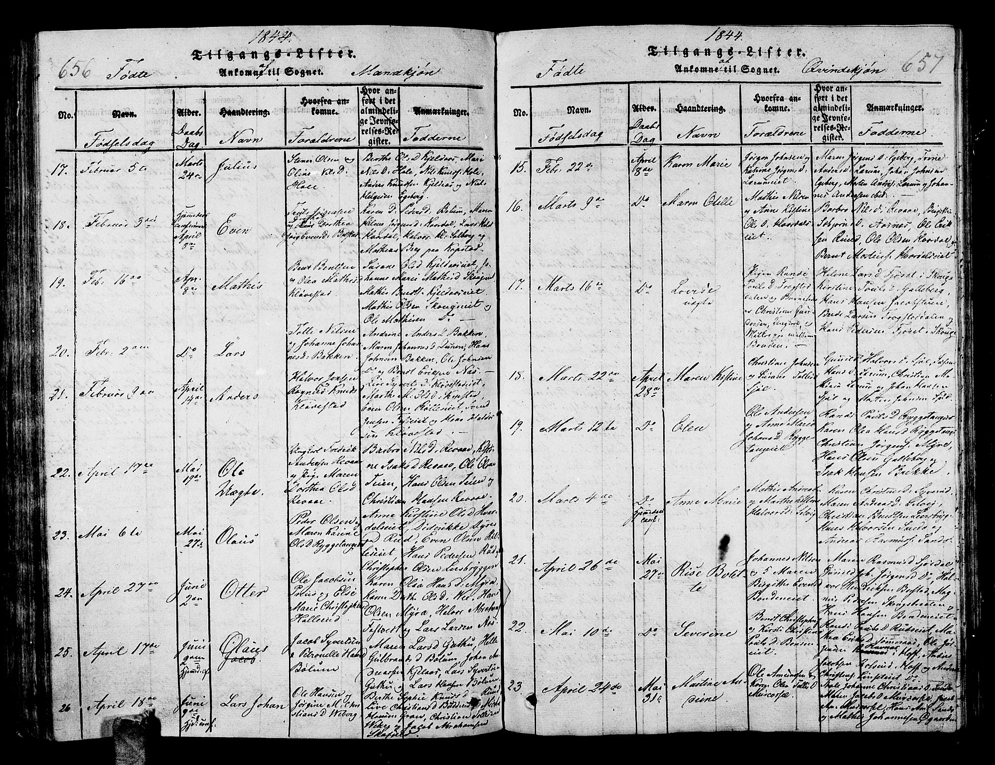 Sande Kirkebøker, SAKO/A-53/G/Ga/L0001: Parish register (copy) no. 1, 1814-1847, p. 656-657