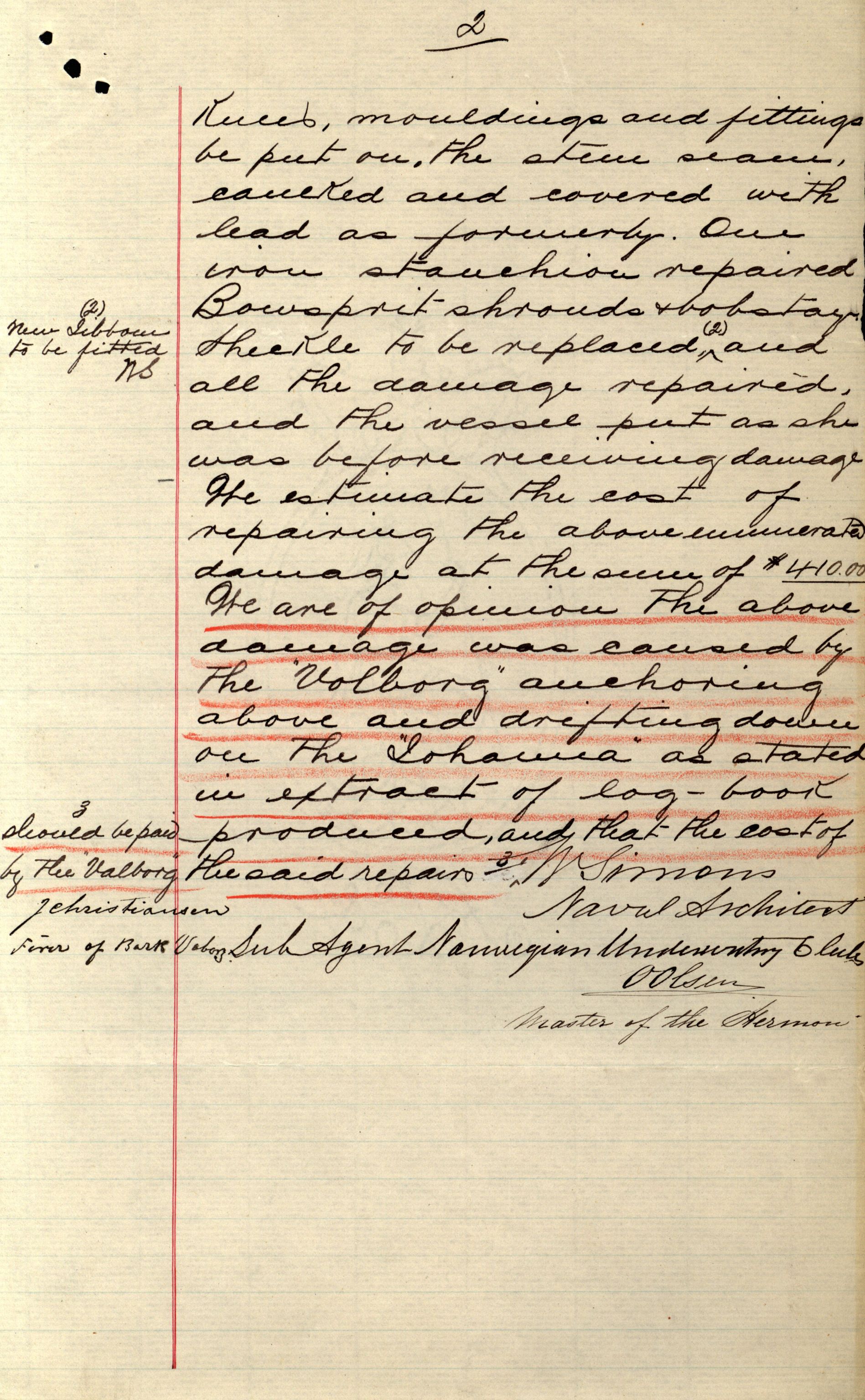 Pa 63 - Østlandske skibsassuranceforening, VEMU/A-1079/G/Ga/L0026/0009: Havaridokumenter / Rex, Resolve, Regulator, Familien, Falcon, Johanne, 1890, p. 59