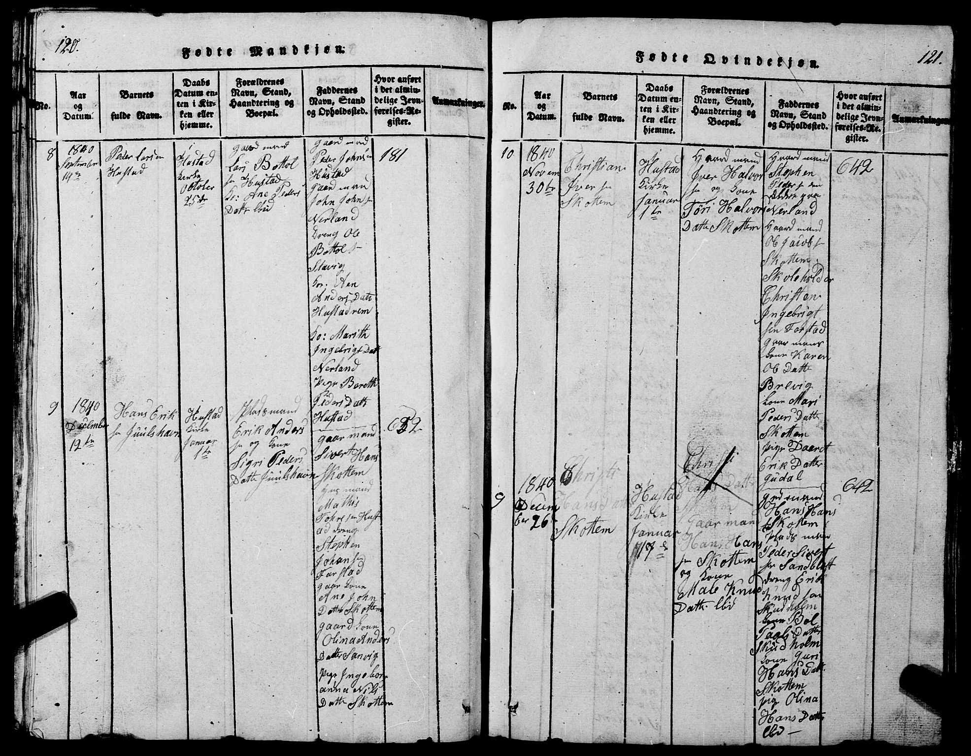 Ministerialprotokoller, klokkerbøker og fødselsregistre - Møre og Romsdal, SAT/A-1454/567/L0781: Parish register (copy) no. 567C01, 1818-1845, p. 120-121