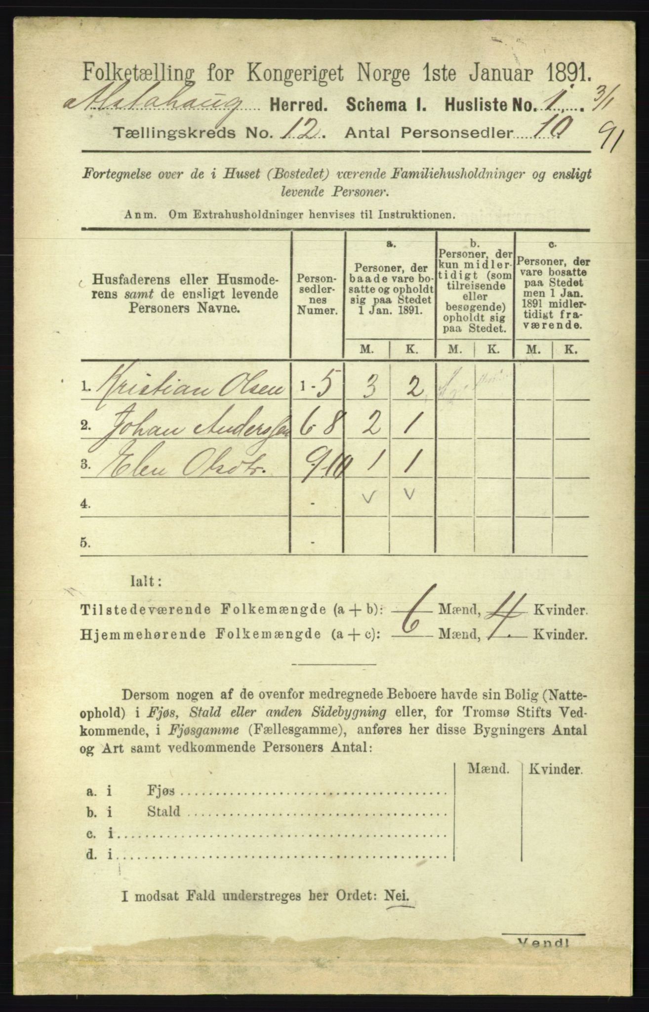 RA, 1891 census for 1820 Alstahaug, 1891, p. 4222