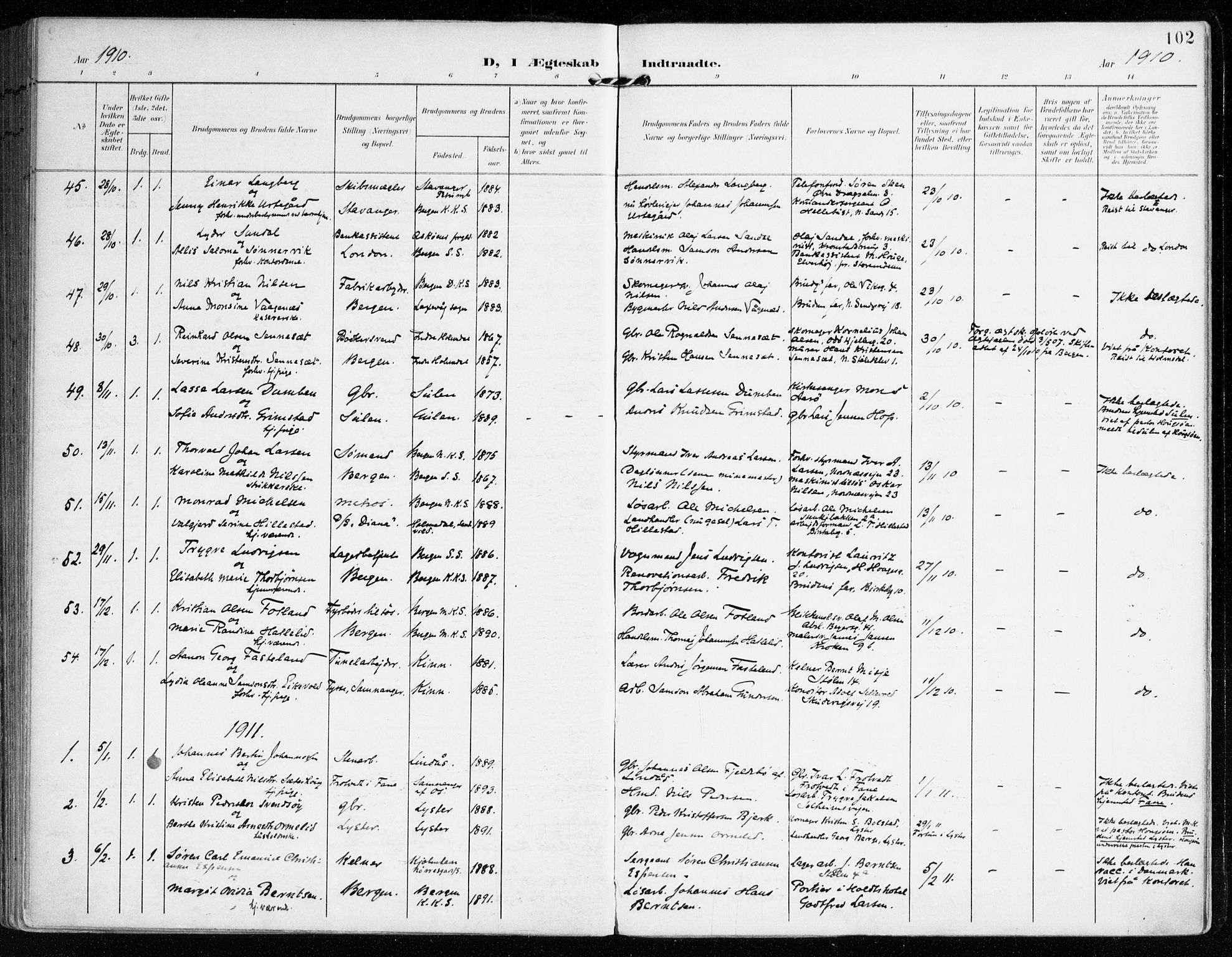 Mariakirken Sokneprestembete, SAB/A-76901/H/Haa/L0014: Parish register (official) no. C 2, 1900-1916, p. 102