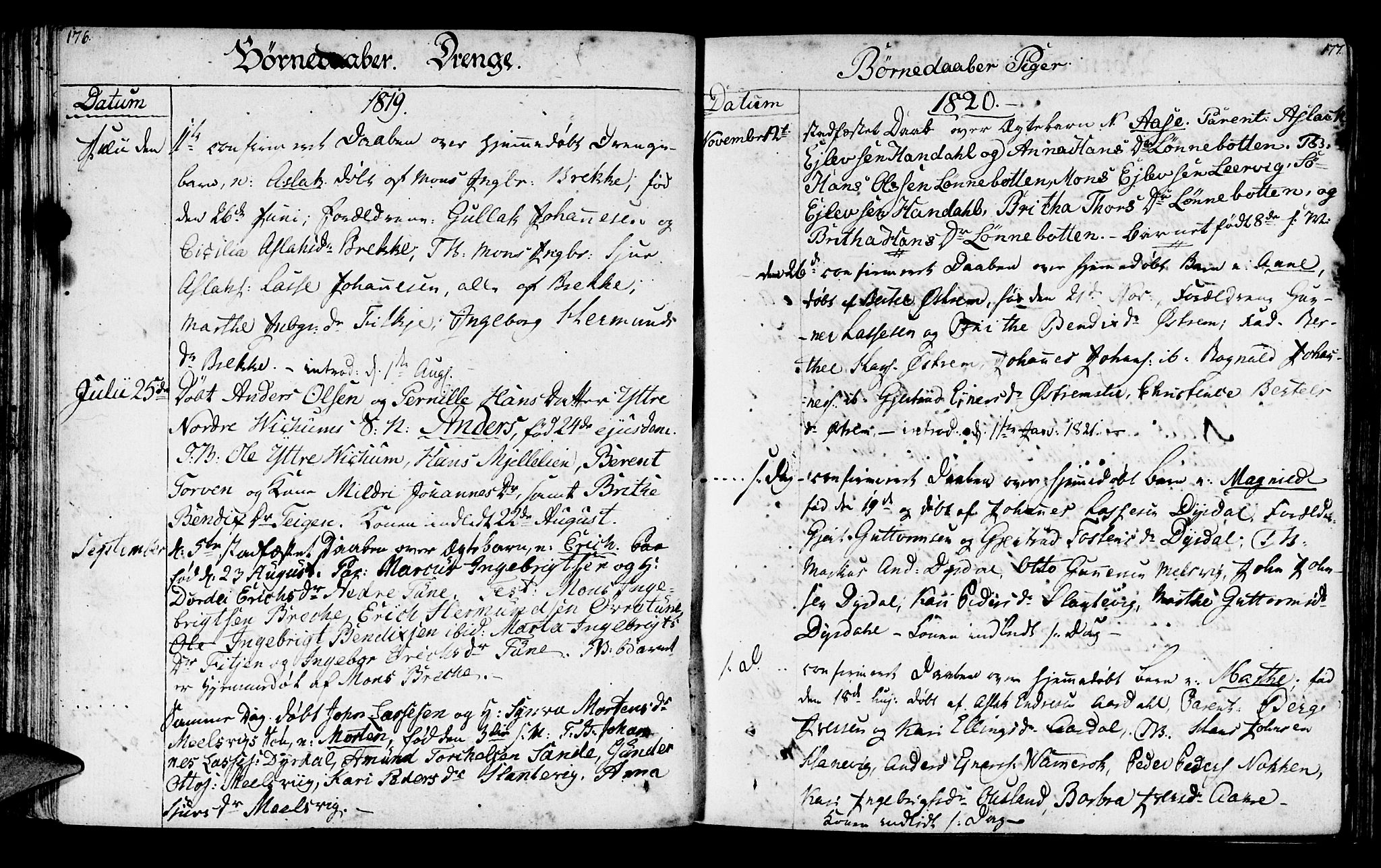 Lavik sokneprestembete, SAB/A-80901: Parish register (official) no. A 1, 1809-1822, p. 176-177