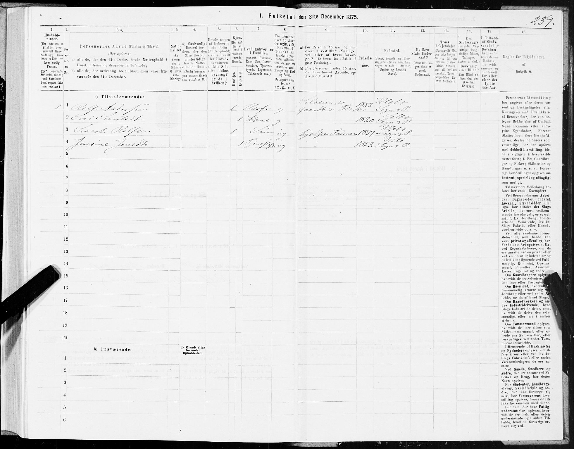 SAT, 1875 census for 1817P Tjøtta, 1875, p. 2239