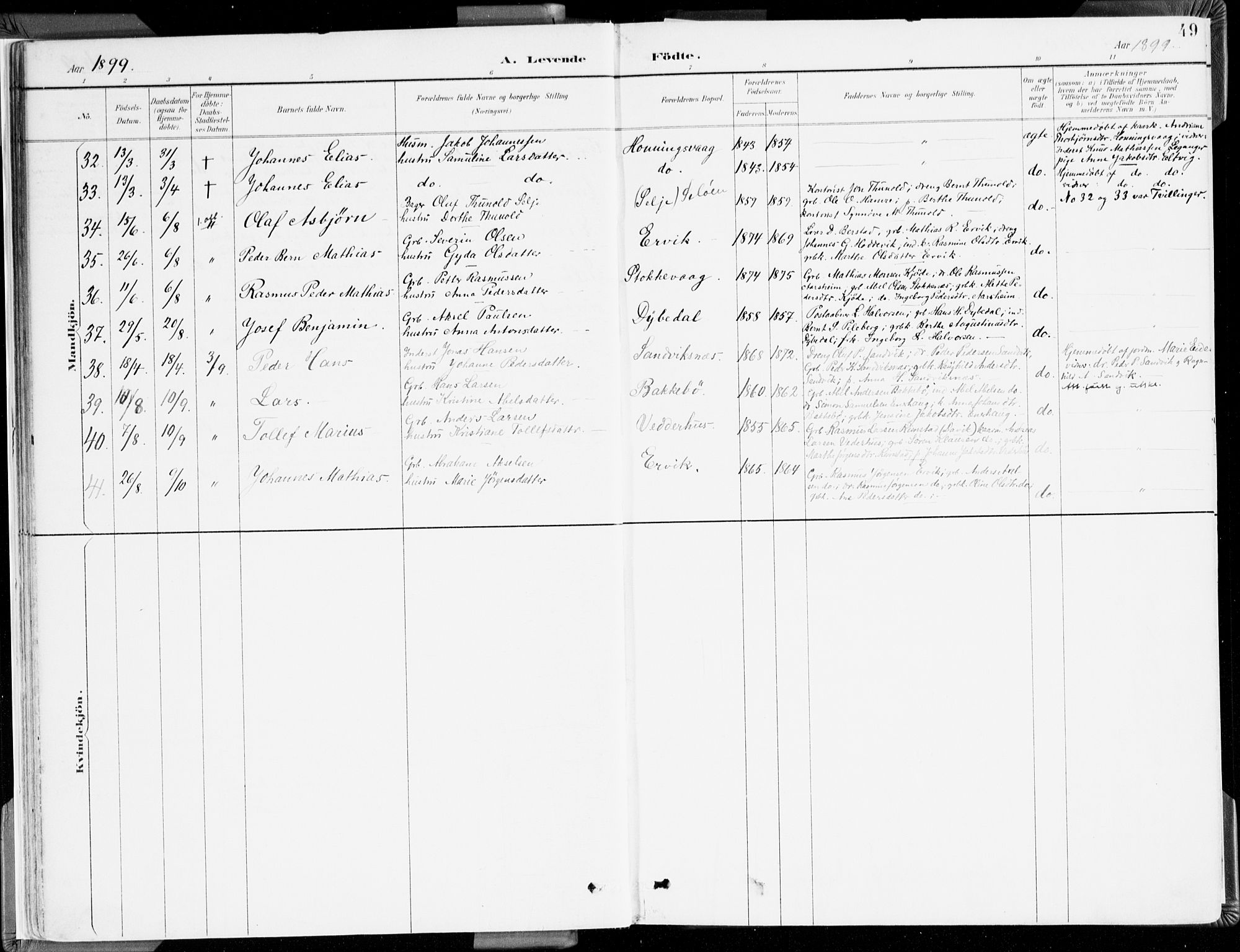 Selje sokneprestembete, SAB/A-99938/H/Ha/Haa/Haab: Parish register (official) no. B 2, 1891-1907, p. 49