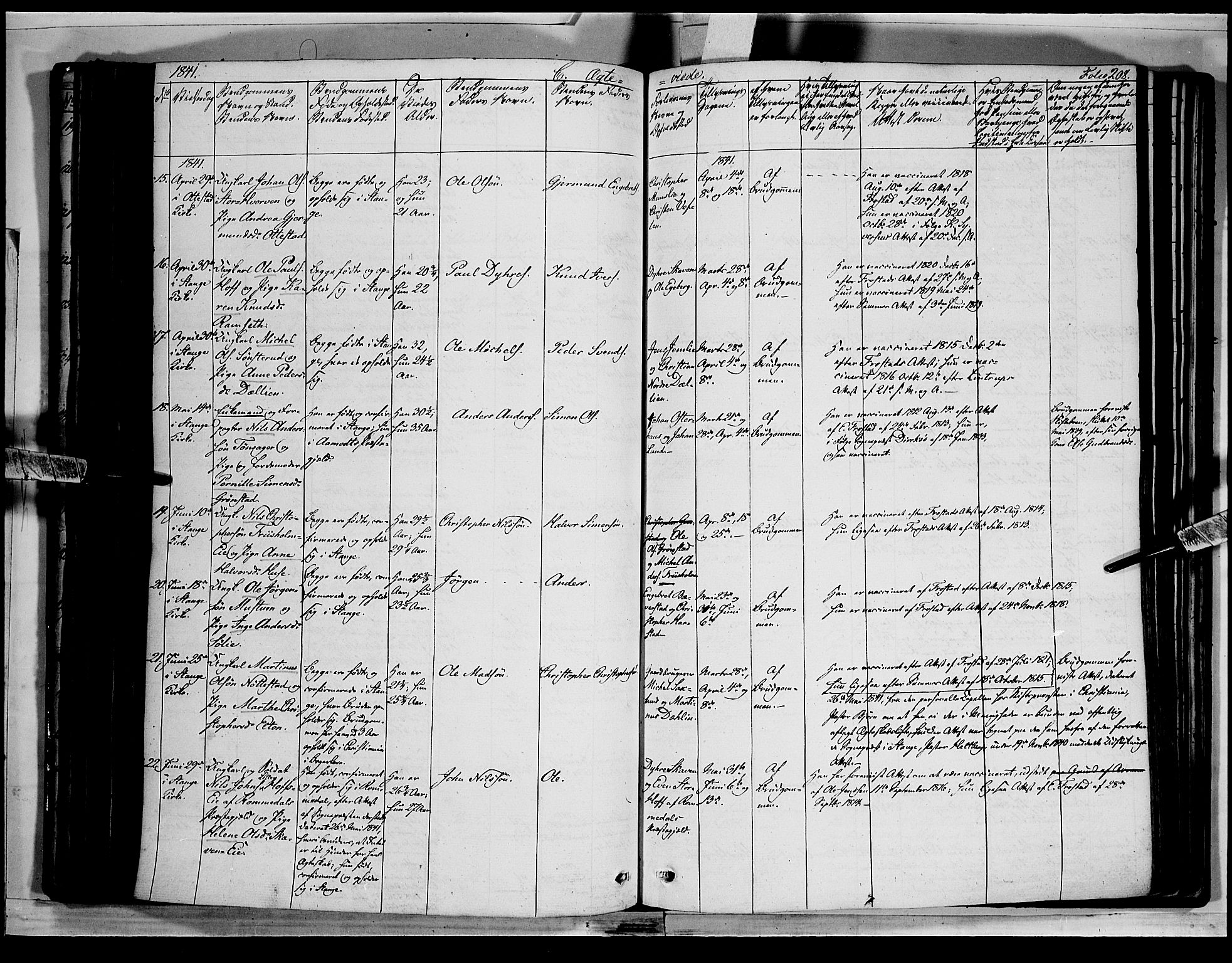 Stange prestekontor, AV/SAH-PREST-002/K/L0010: Parish register (official) no. 10, 1835-1845, p. 208