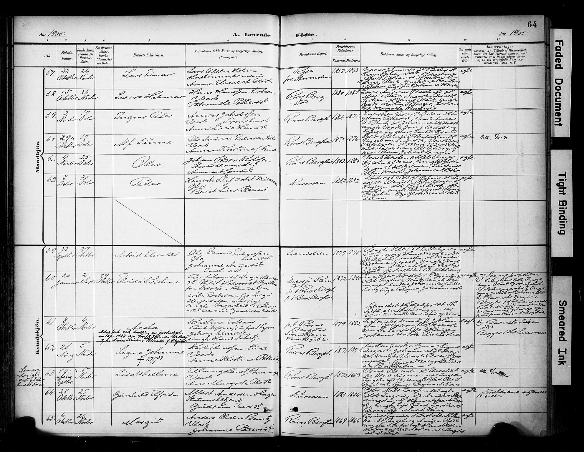 Ministerialprotokoller, klokkerbøker og fødselsregistre - Sør-Trøndelag, AV/SAT-A-1456/681/L0936: Parish register (official) no. 681A14, 1899-1908, p. 64