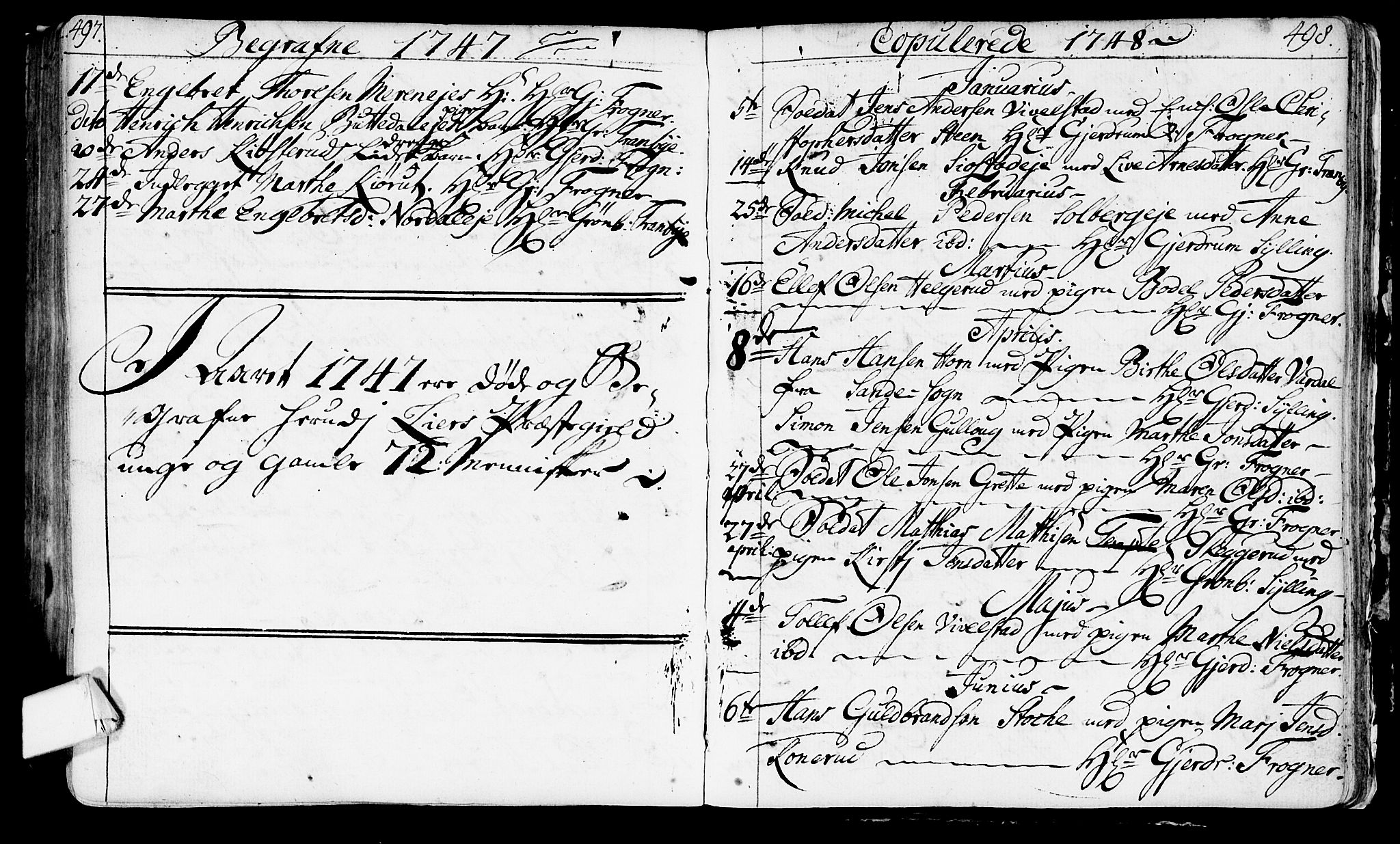 Lier kirkebøker, SAKO/A-230/F/Fa/L0003: Parish register (official) no. I 3, 1727-1748, p. 497-498