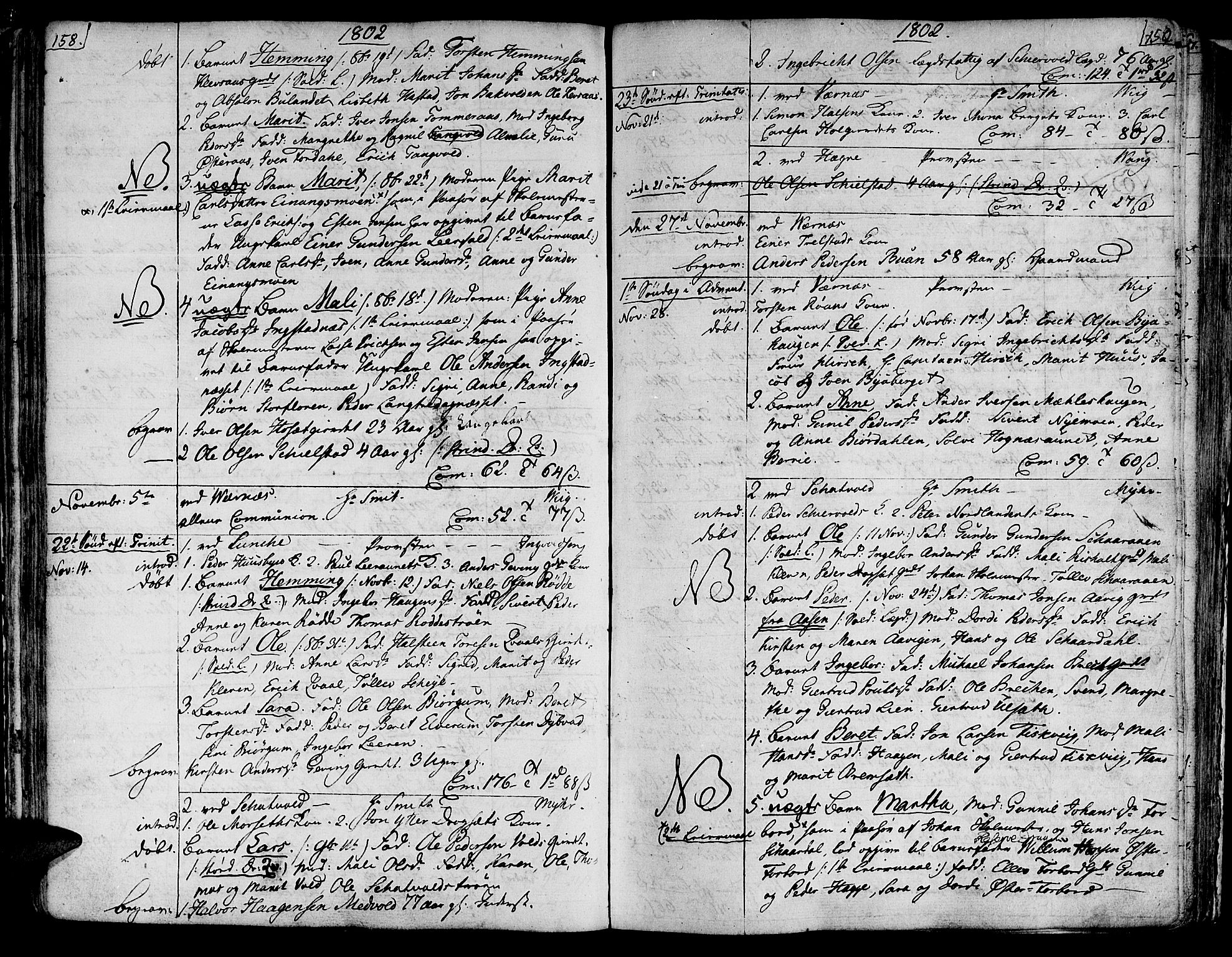 Ministerialprotokoller, klokkerbøker og fødselsregistre - Nord-Trøndelag, AV/SAT-A-1458/709/L0060: Parish register (official) no. 709A07, 1797-1815, p. 158-159