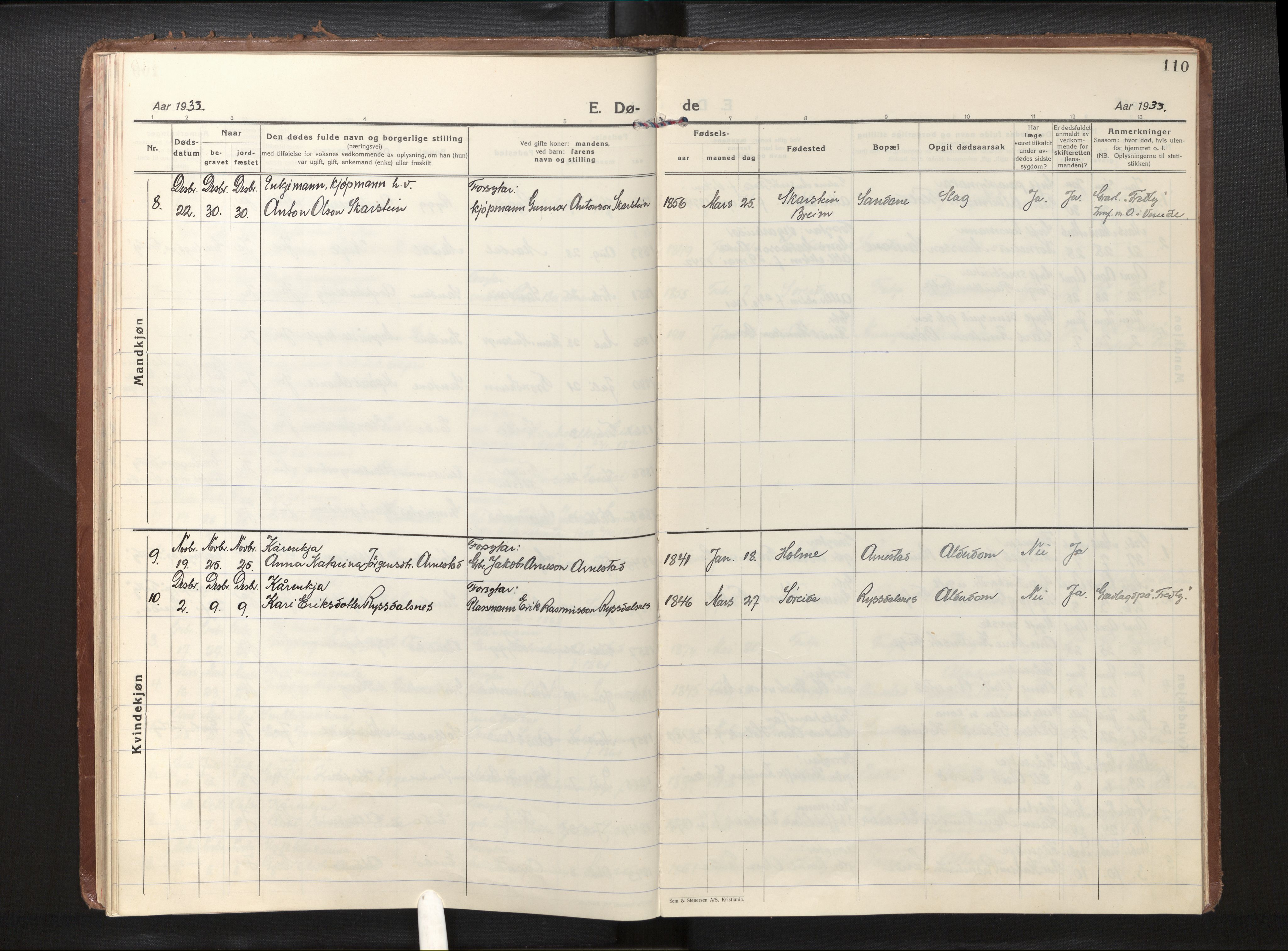 Gloppen sokneprestembete, AV/SAB-A-80101/H/Haa/Haad/L0003: Parish register (official) no. D 3, 1926-1950, p. 109b-110a