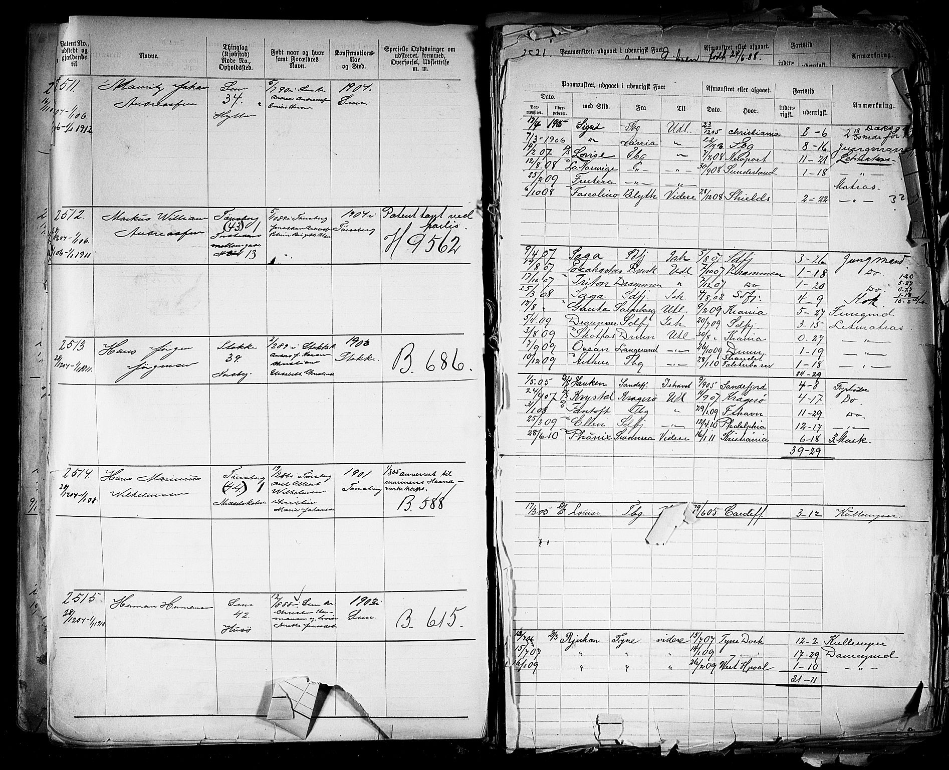 Tønsberg innrulleringskontor, AV/SAKO-A-786/F/Fb/L0005: Annotasjonsrulle Patent nr. 2401-4080, 1904-1910, p. 25