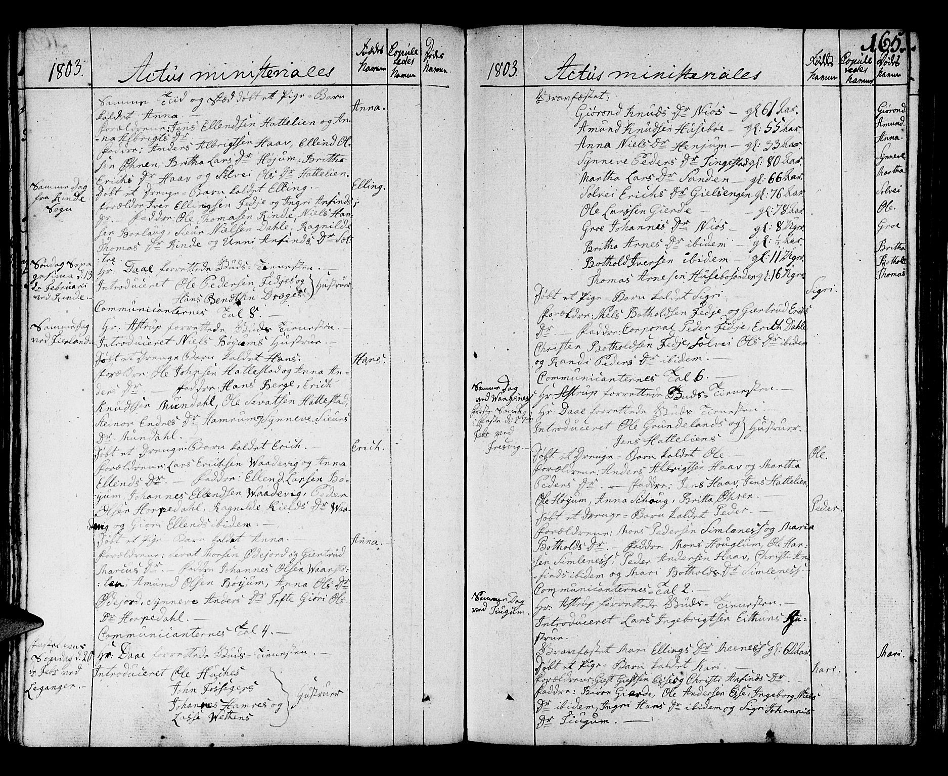 Leikanger sokneprestembete, AV/SAB-A-81001/H/Haa/Haaa/L0005: Parish register (official) no. A 5, 1792-1809, p. 165