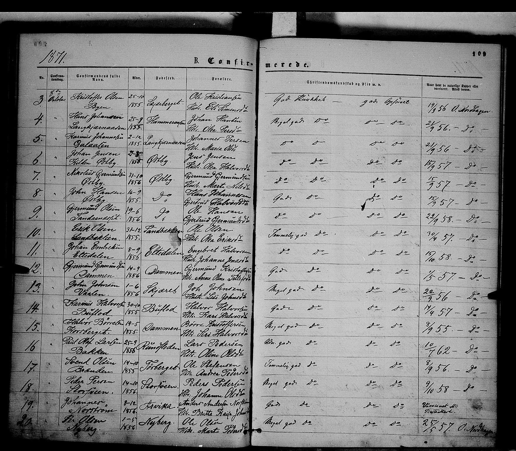 Trysil prestekontor, AV/SAH-PREST-046/H/Ha/Haa/L0006: Parish register (official) no. 6, 1866-1873, p. 109