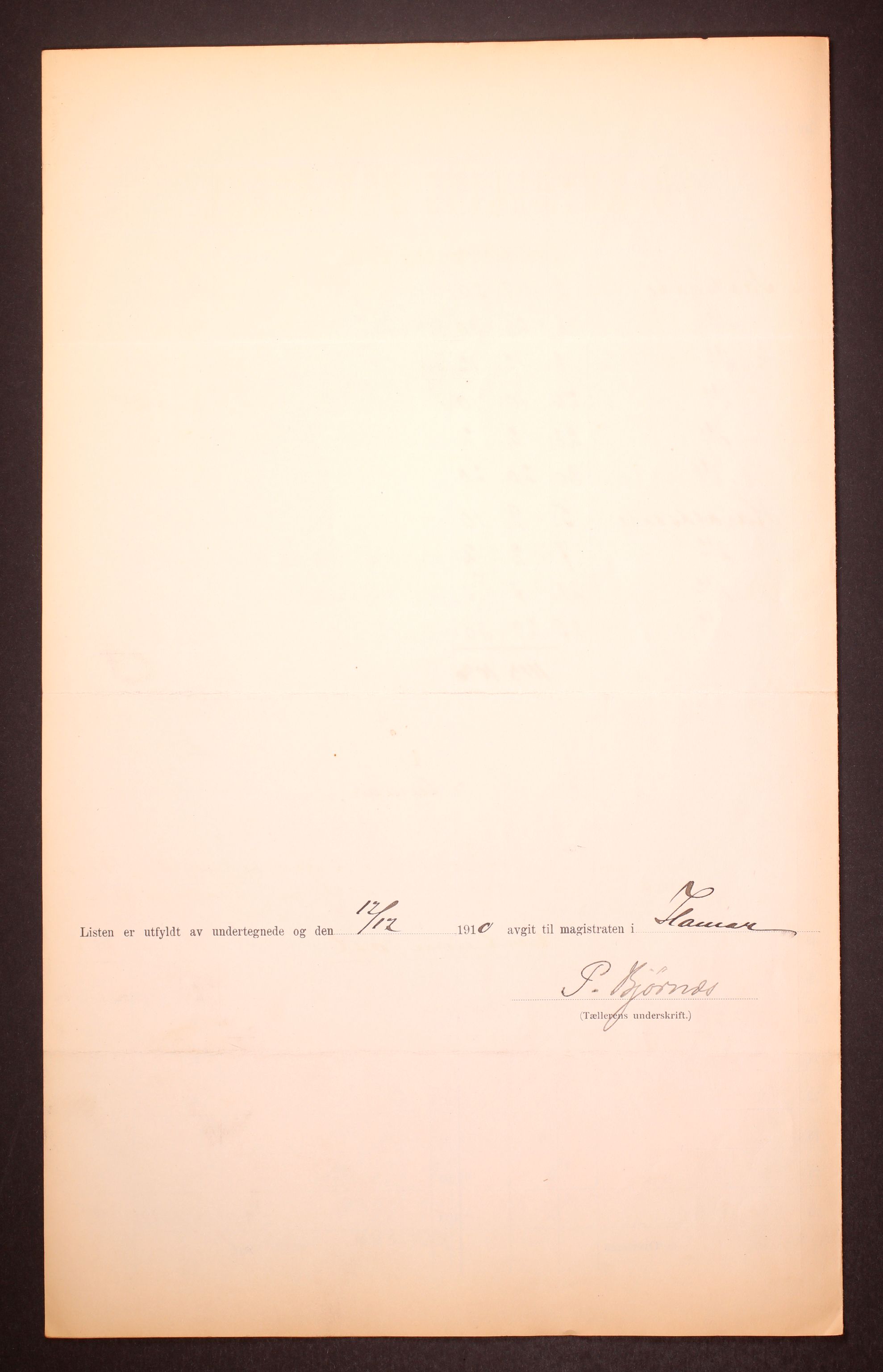RA, 1910 census for Hamar, 1910, p. 8