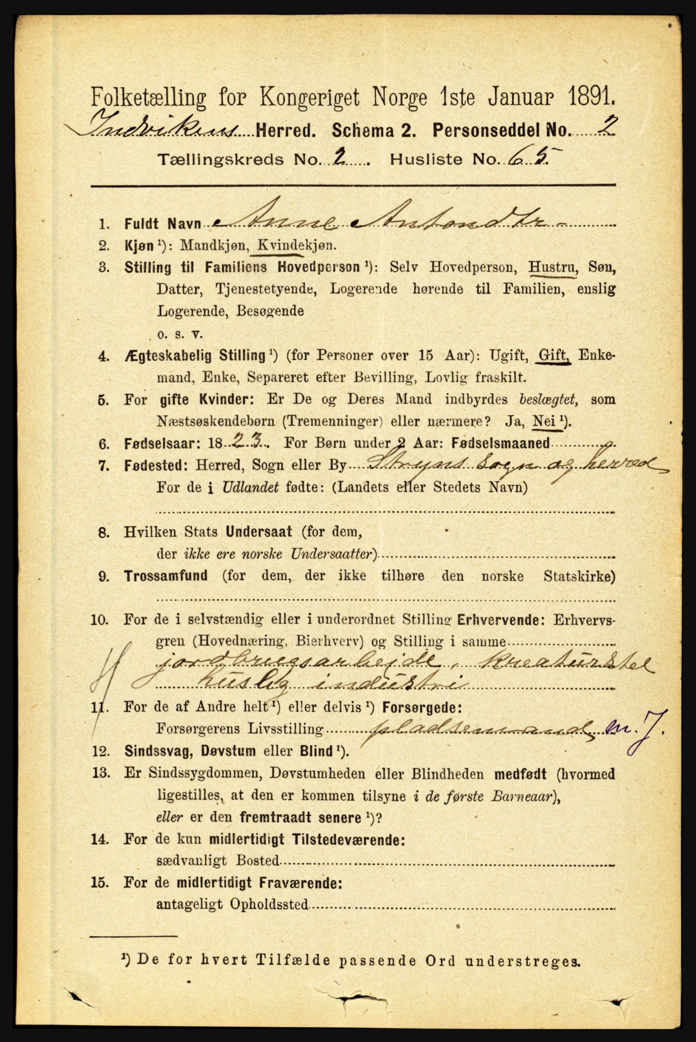 RA, 1891 census for 1447 Innvik, 1891, p. 970