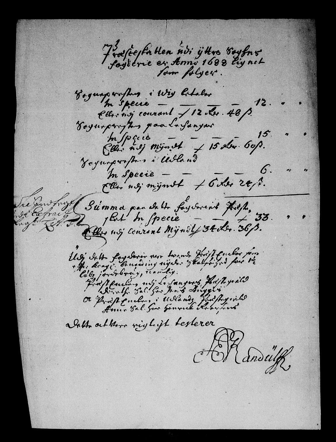 Rentekammeret inntil 1814, Reviderte regnskaper, Stiftamtstueregnskaper, Bergen stiftamt, RA/EA-6043/R/Rc/L0088: Bergen stiftamt, 1688