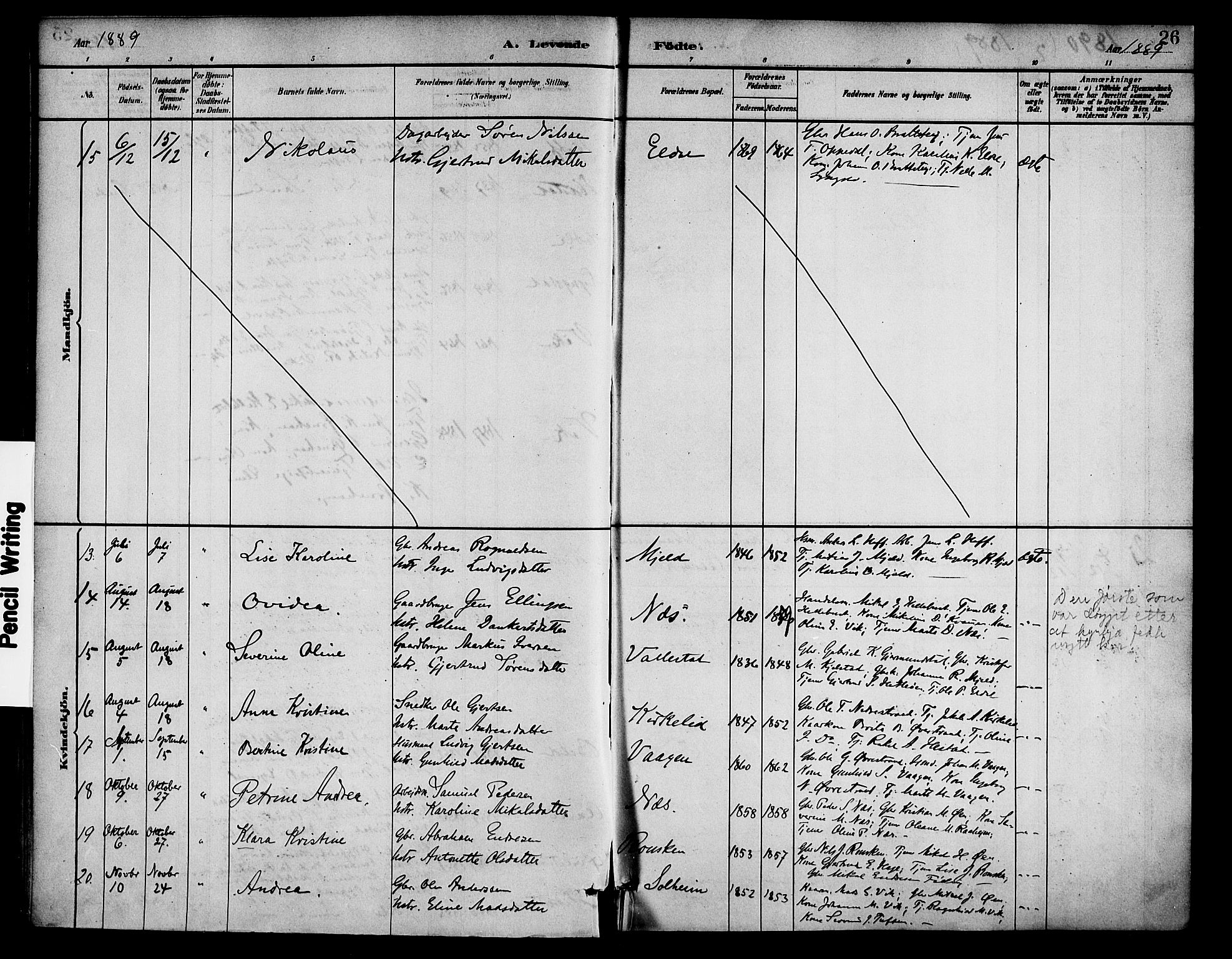 Gaular sokneprestembete, AV/SAB-A-80001/H/Haa: Parish register (official) no. D 1, 1882-1899, p. 26