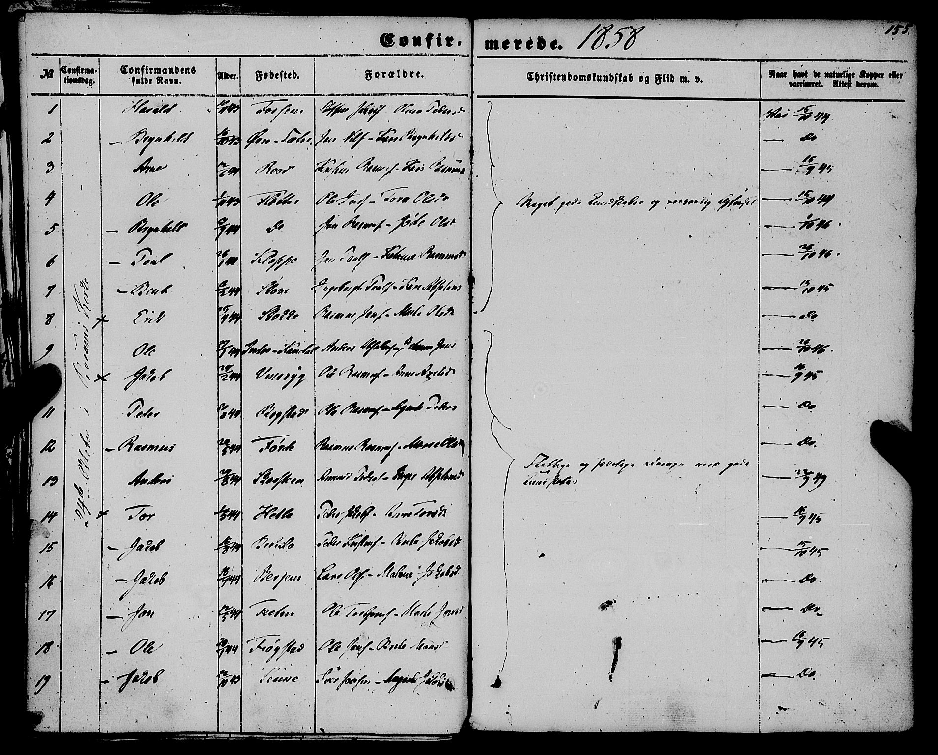 Gloppen sokneprestembete, AV/SAB-A-80101/H/Haa/Haaa/L0009: Parish register (official) no. A 9, 1855-1870, p. 155