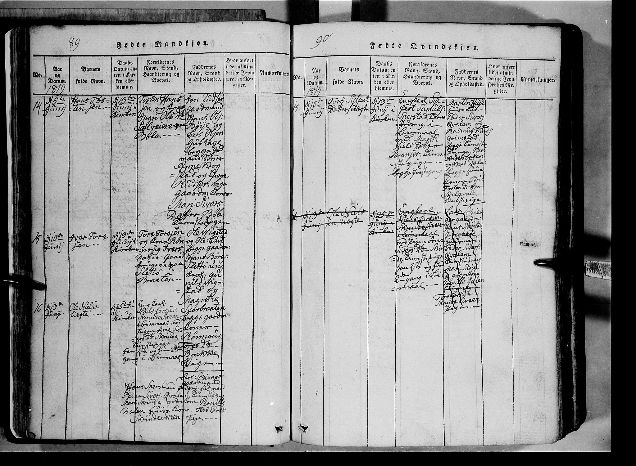 Lom prestekontor, AV/SAH-PREST-070/L/L0003: Parish register (copy) no. 3, 1815-1844, p. 89-90