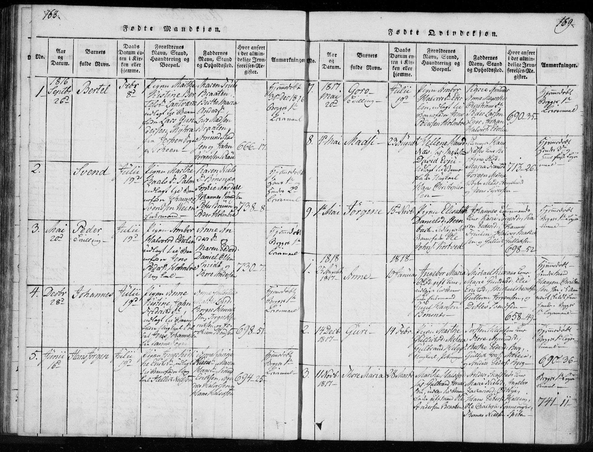 Kongsberg kirkebøker, SAKO/A-22/F/Fa/L0008: Parish register (official) no. I 8, 1816-1839, p. 168-169