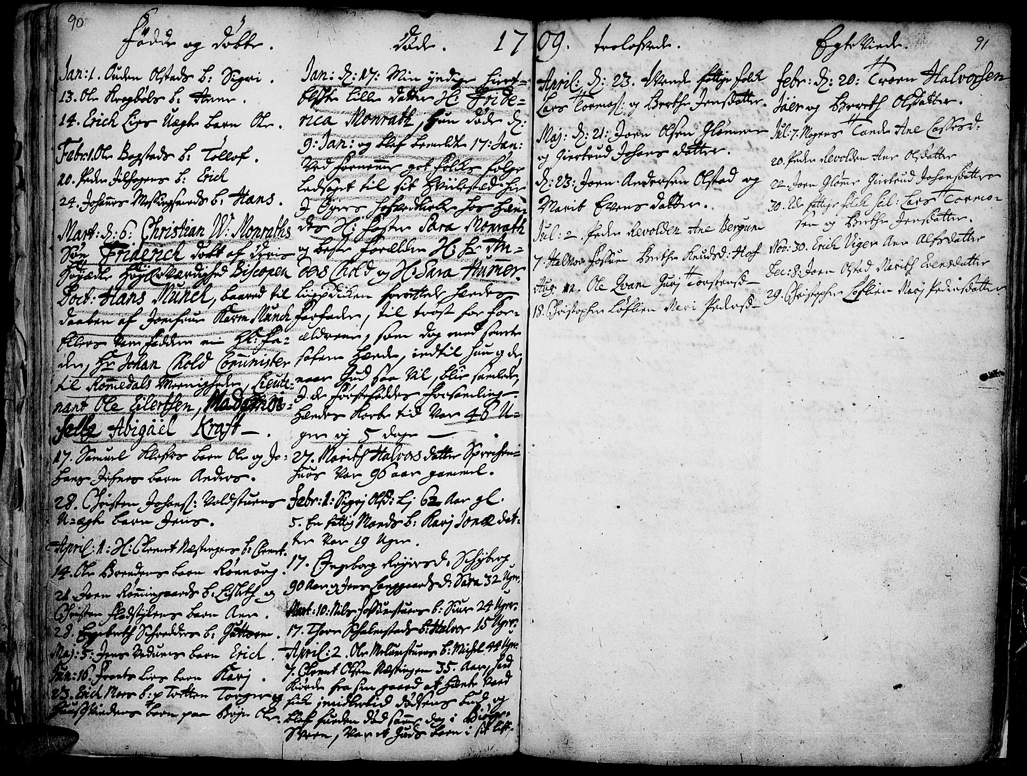 Øyer prestekontor, SAH/PREST-084/H/Ha/Haa/L0001: Parish register (official) no. 1, 1671-1727, p. 90-91