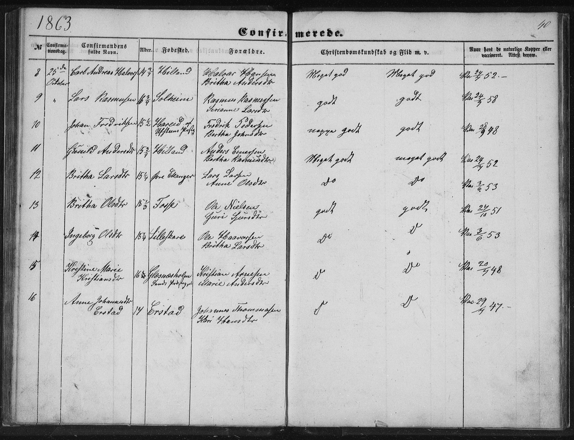 Alversund Sokneprestembete, AV/SAB-A-73901/H/Ha/Hab: Parish register (copy) no. A 1, 1852-1864, p. 40