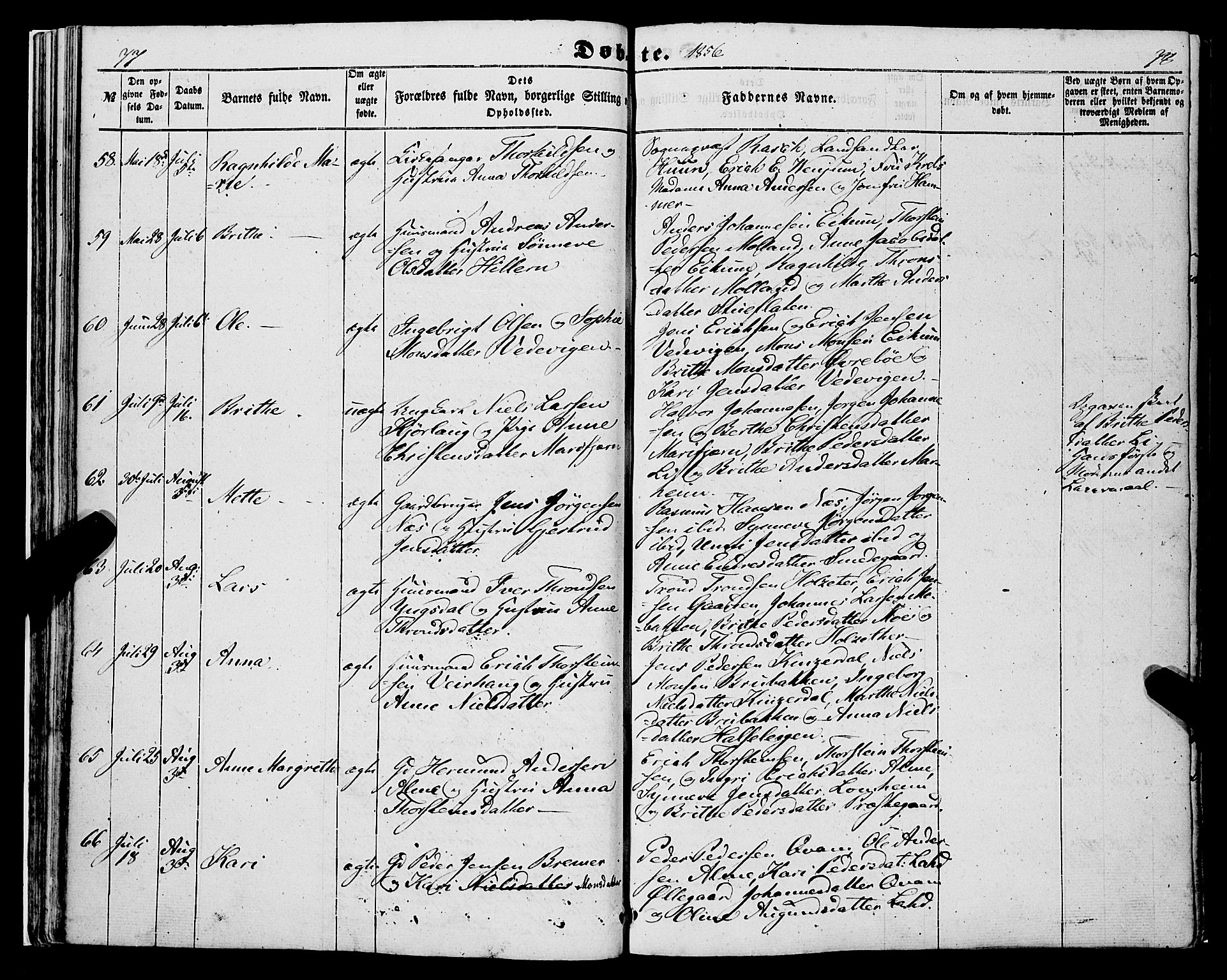 Hafslo sokneprestembete, AV/SAB-A-80301/H/Haa/Haaa/L0009: Parish register (official) no. A 9, 1852-1873, p. 77-78