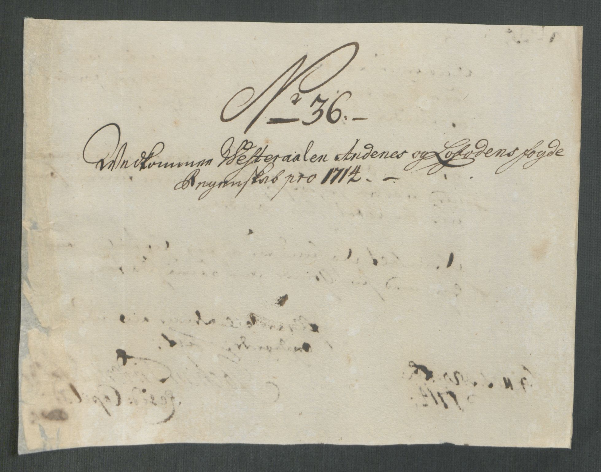 Rentekammeret inntil 1814, Reviderte regnskaper, Fogderegnskap, AV/RA-EA-4092/R67/L4680: Fogderegnskap Vesterålen, Andenes og Lofoten, 1714, p. 225