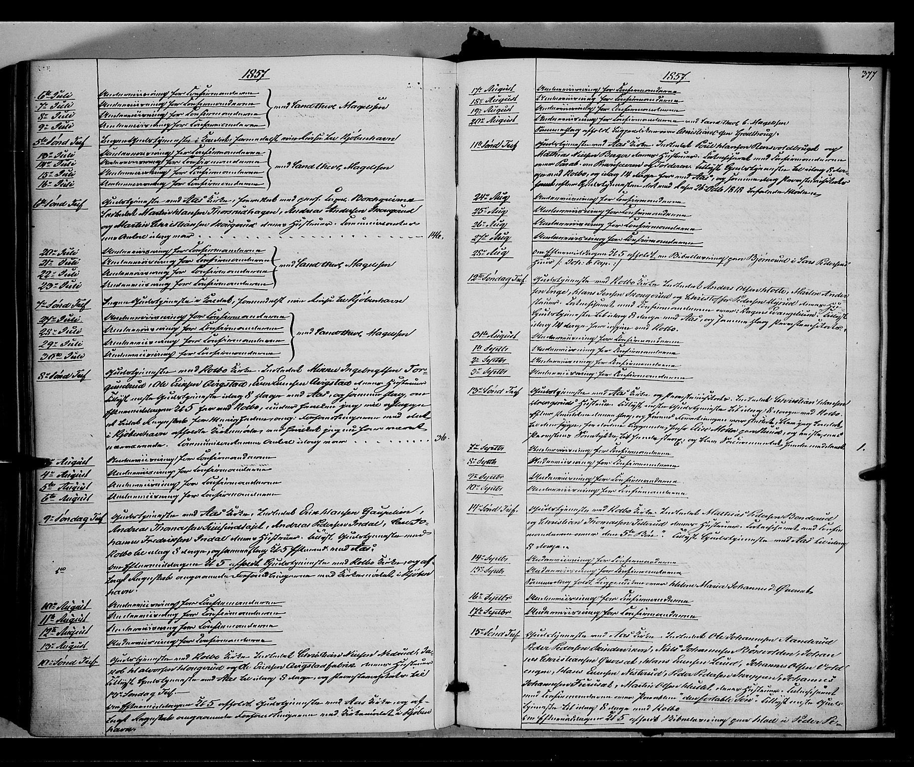 Vestre Toten prestekontor, SAH/PREST-108/H/Ha/Haa/L0006: Parish register (official) no. 6, 1856-1861, p. 377