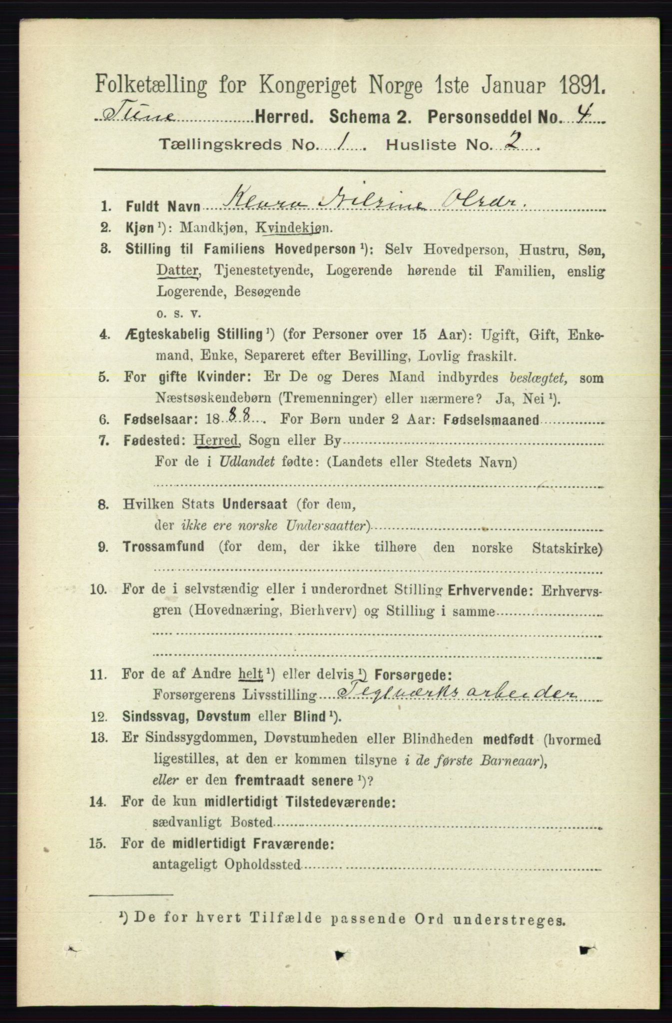 RA, 1891 census for 0130 Tune, 1891, p. 144