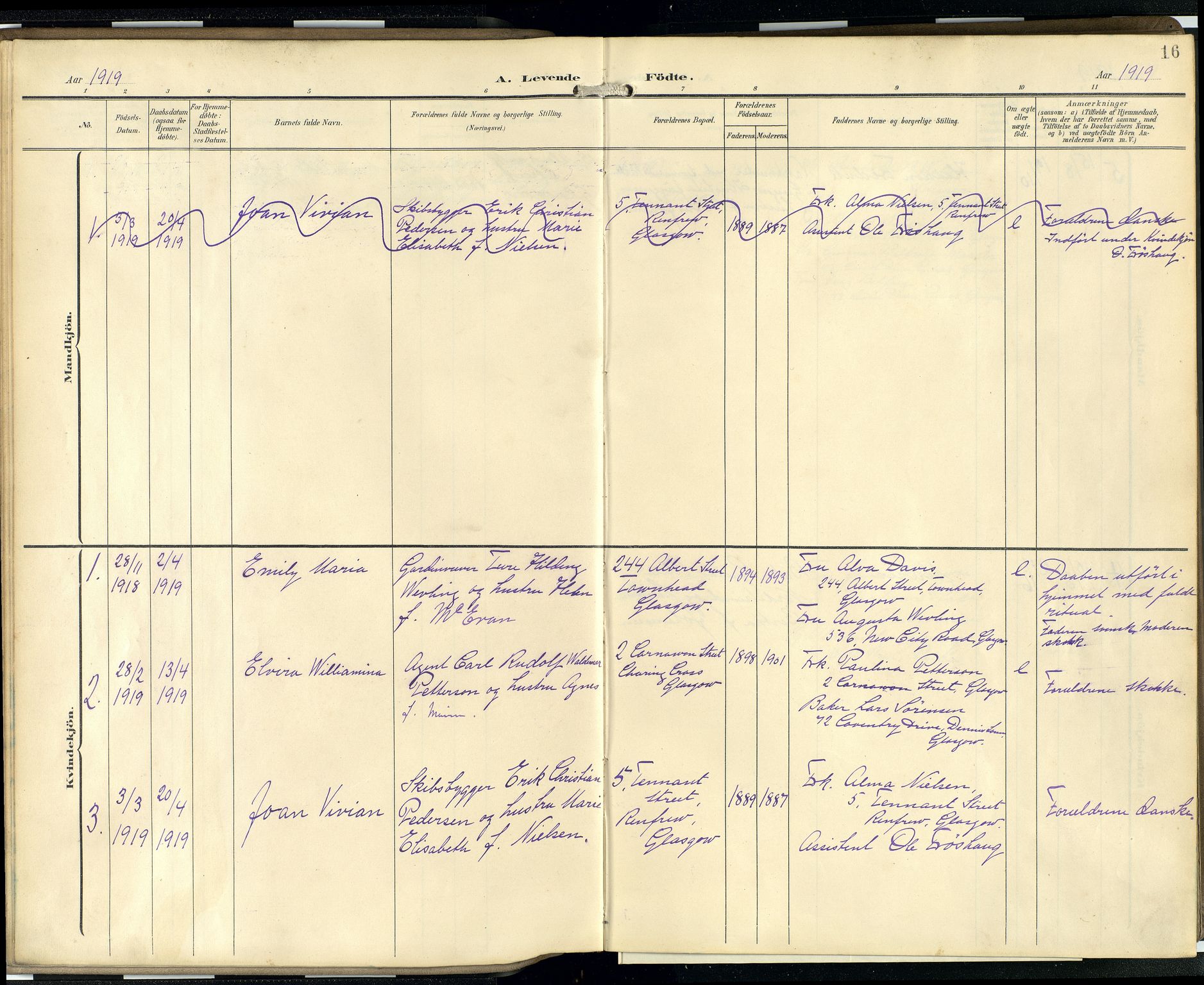 Den norske sjømannsmisjon i utlandet/Skotske havner (Leith, Glasgow), SAB/SAB/PA-0100/H/Ha/Hab/L0001: Parish register (official) no. A 1, 1902-1931, p. 15b-16a