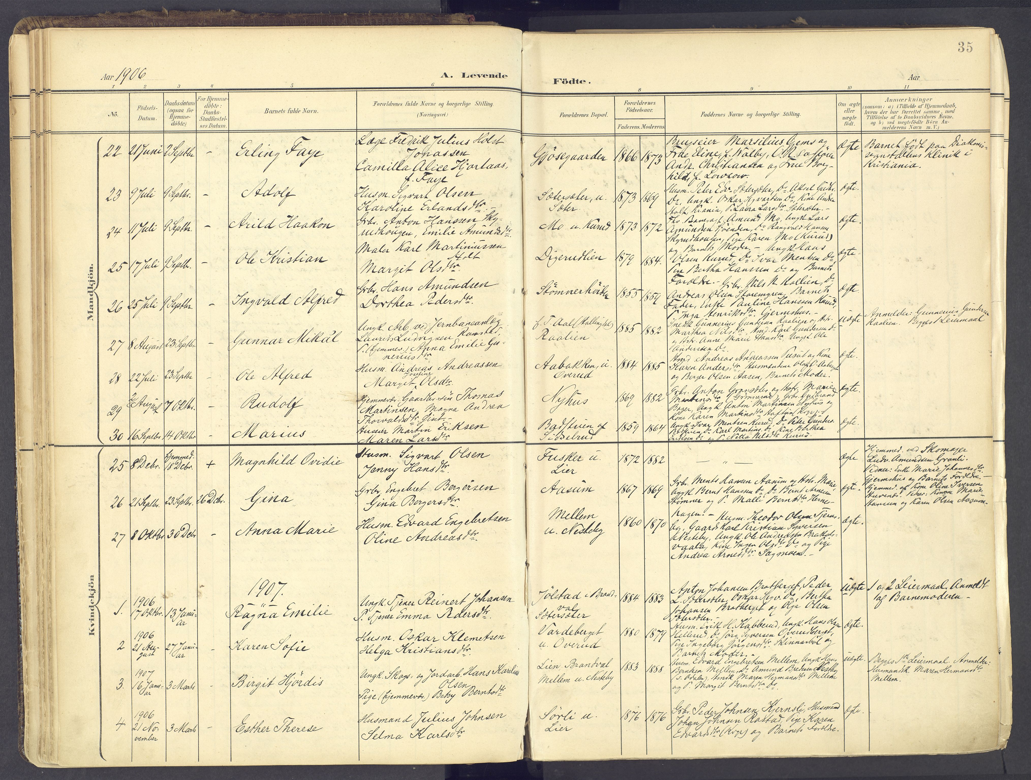 Vinger prestekontor, AV/SAH-PREST-024/H/Ha/Haa/L0017: Parish register (official) no. 17, 1901-1927, p. 35