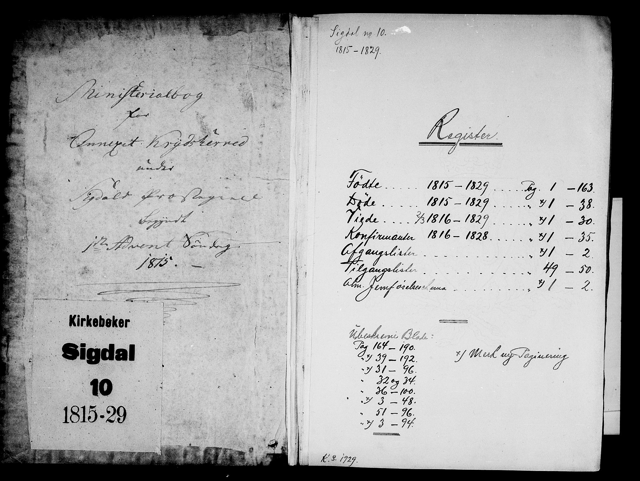 Krødsherad kirkebøker, SAKO/A-19/F/Fa/L0001: Parish register (official) no. 1, 1815-1829