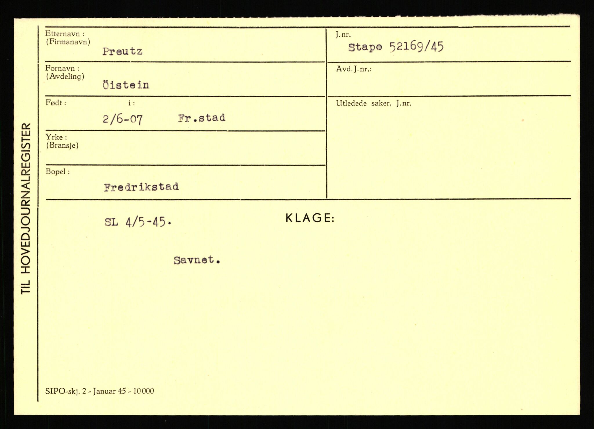 Statspolitiet - Hovedkontoret / Osloavdelingen, AV/RA-S-1329/C/Ca/L0012: Oanæs - Quistgaard	, 1943-1945, p. 4841